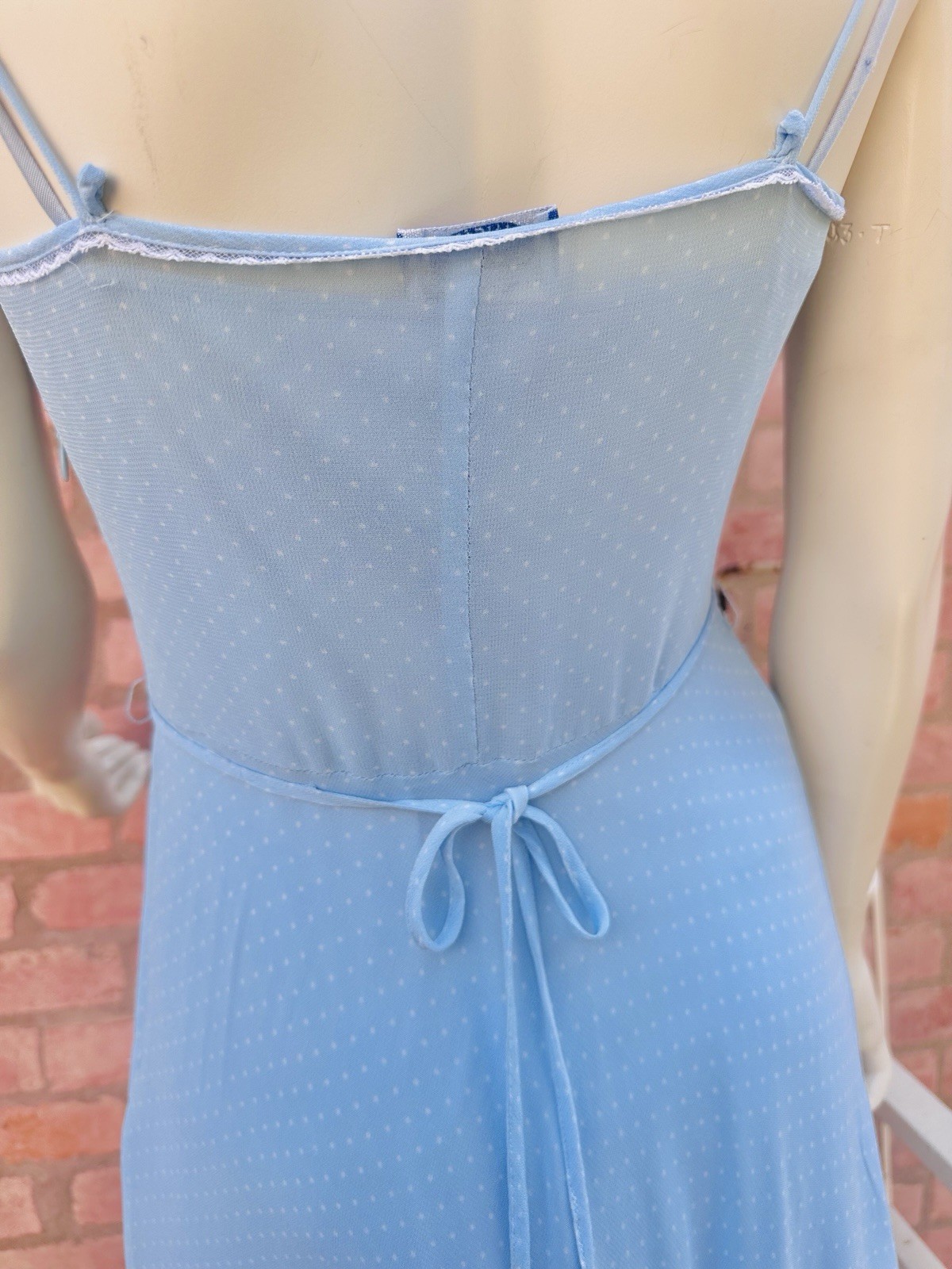 Vintage 2000s BluGirl Blumarine Blue Polka Dot Rayon Slip Dress I40 Y2K Gem💎