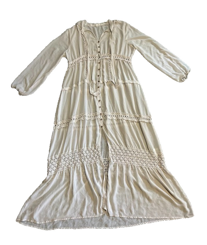 Skylar & Jade Peasant Milkmaid Gypsy Crochet Tiered Maxi Dress Women Sz XL