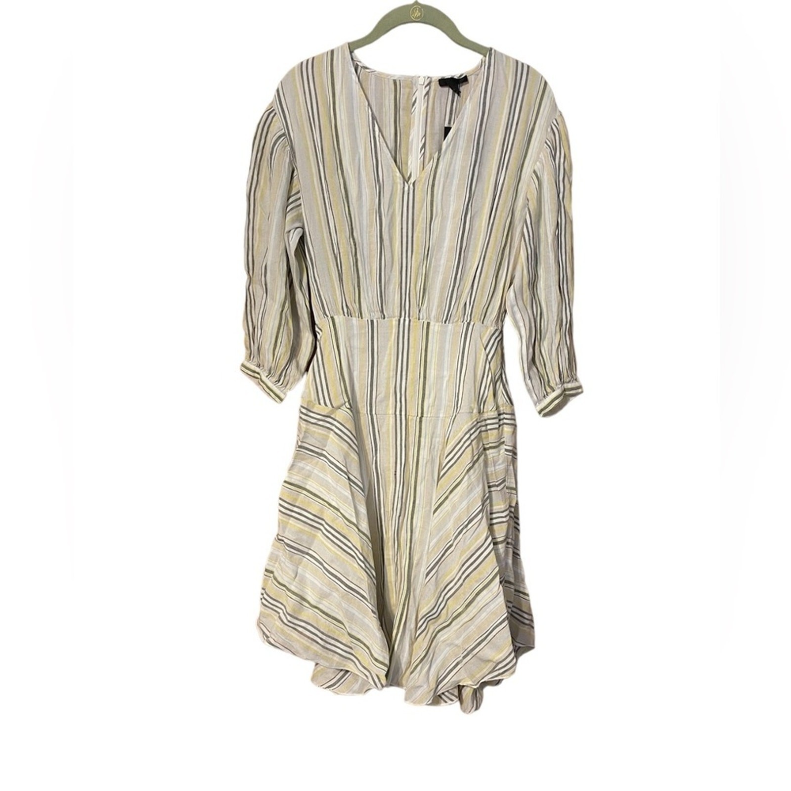 ATM Anthony Thomas Melillo NEW Size 4 Handkerchief Hem V-Neck Dress Multi Stripe