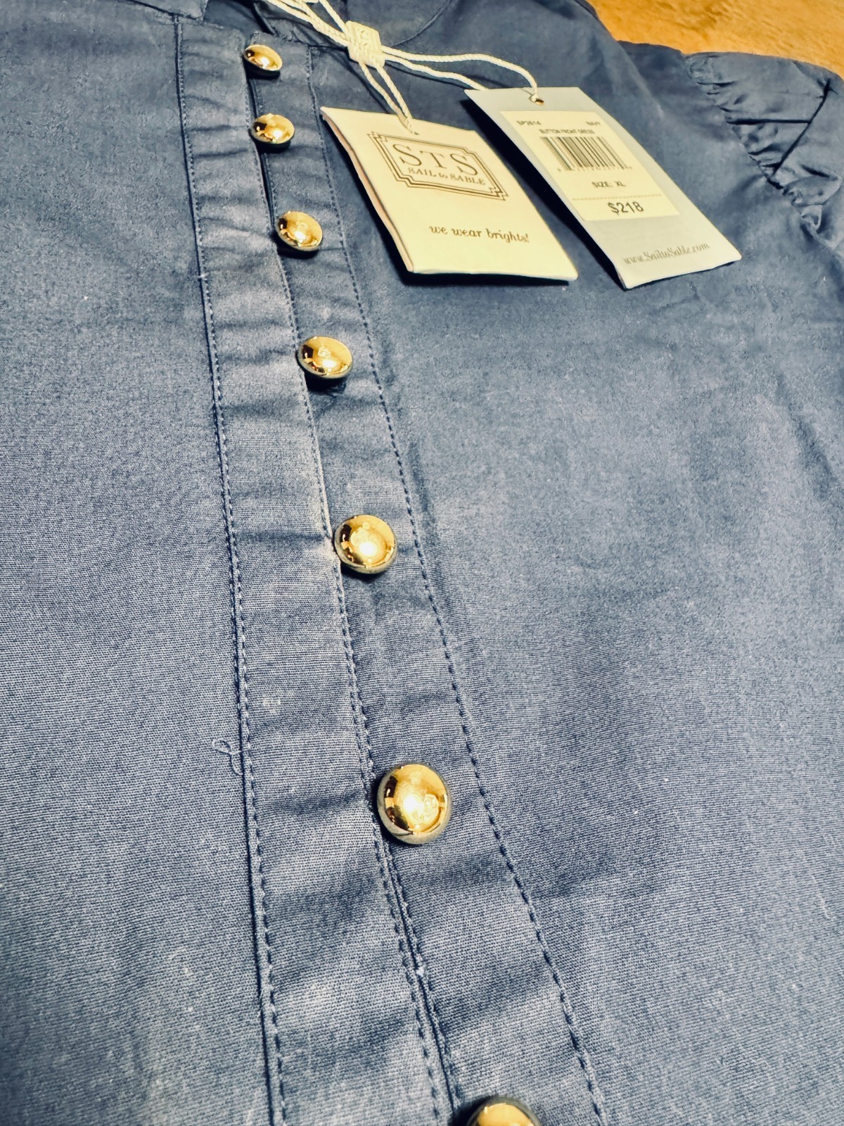 Sail to Sable Navy Button Front Shirt Dress XL