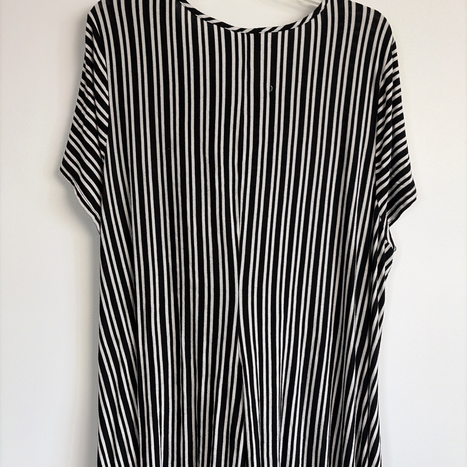 Lane Bryant Sz 26/28 Black & White Striped Stretch Tie Front Dress Classic City