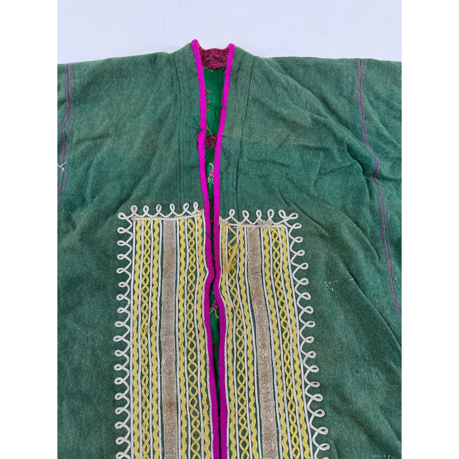 Vintage Afghan Embroidered Tribal Wool Ethnic Chapan