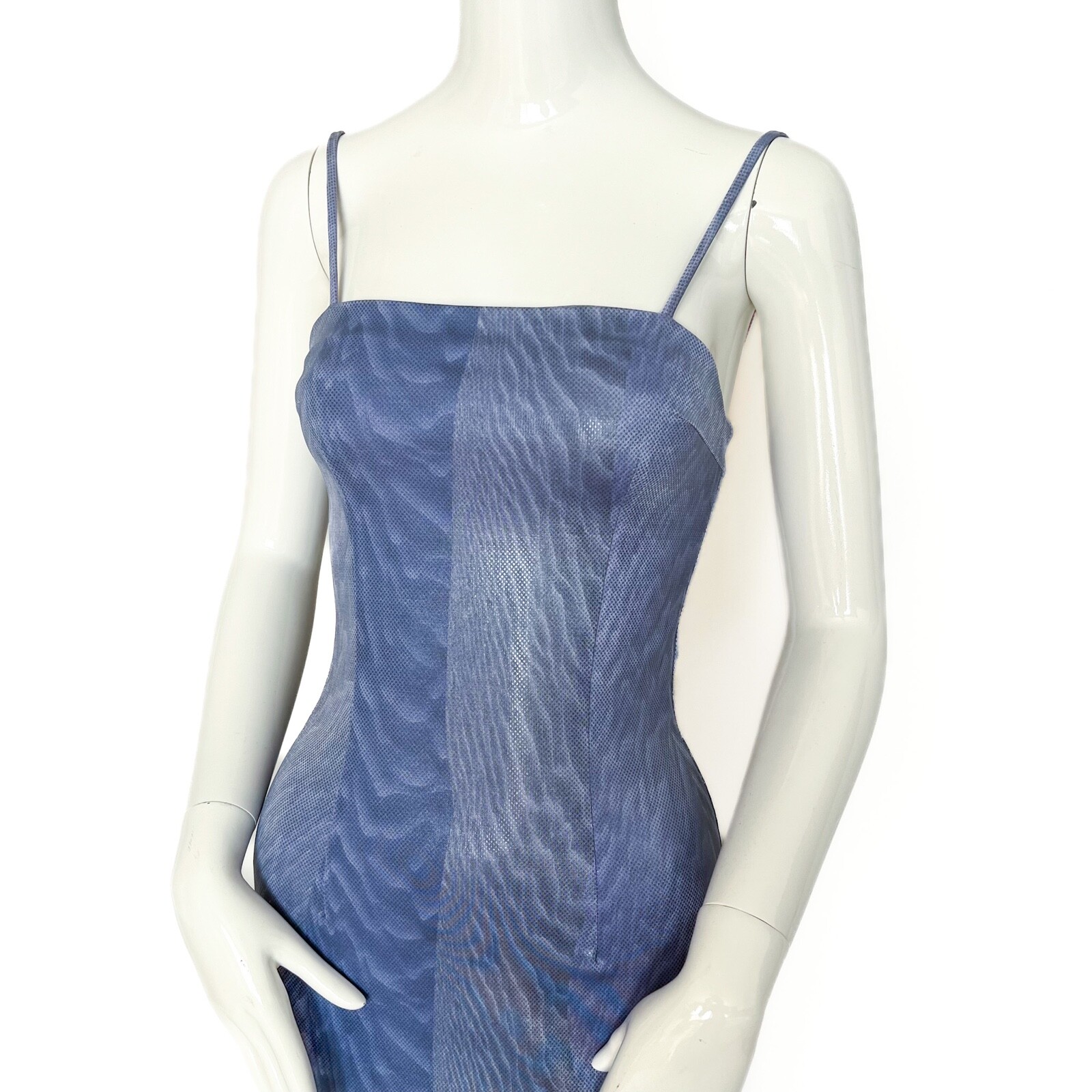 Cache by Alexia Admor | Midi Party Dress Cocktail Print Coated Bodycon Blue Sm