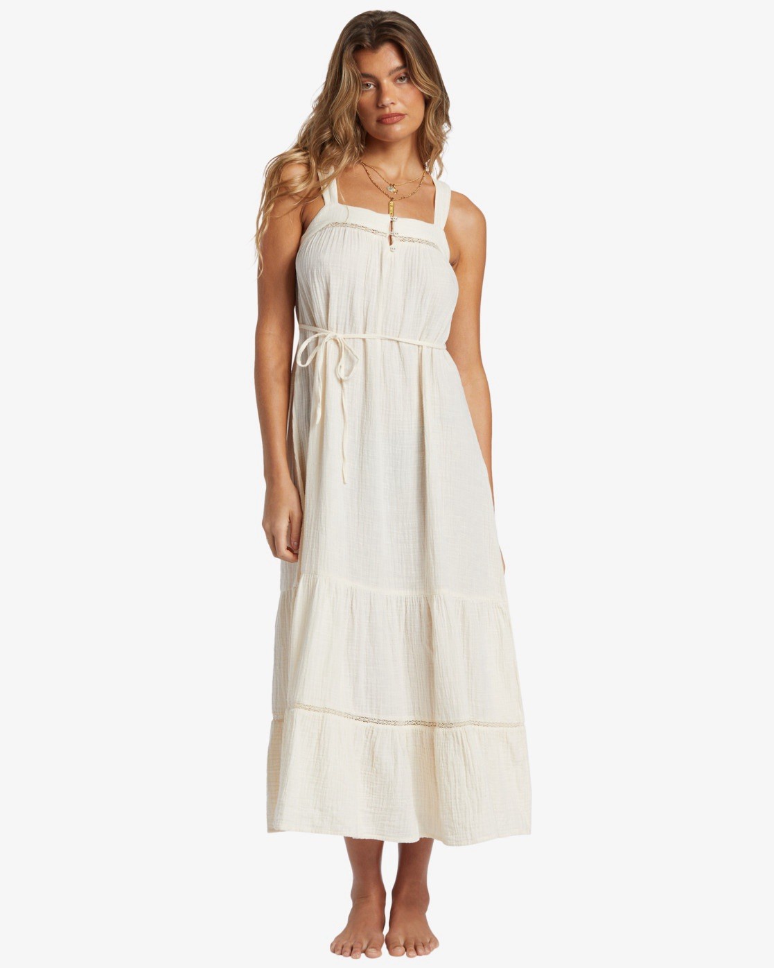 $80 Billabong Women’s Summers Ends Maxi Dress White Natural Size S