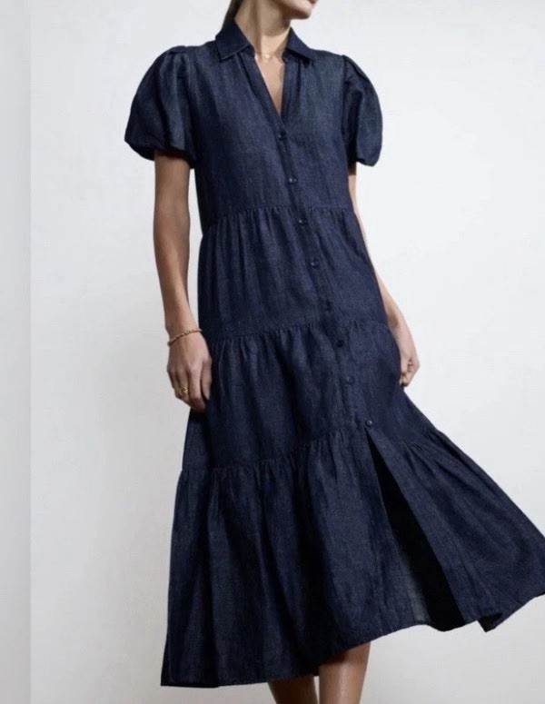 Brochu Walker The Havana Indigo Denim Midi Dress Size Large