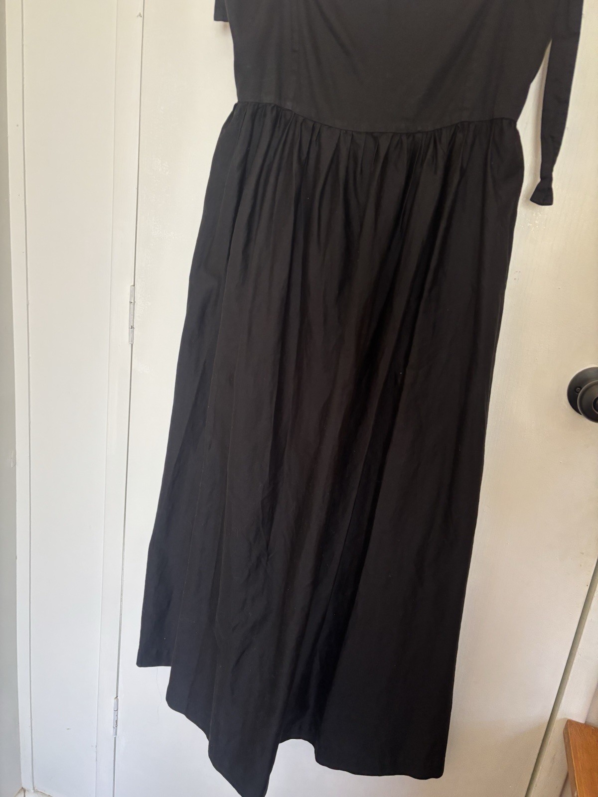 Ali Golden Black Solid Square Neck Tie-Strap A-Line Midi Dress Womens S