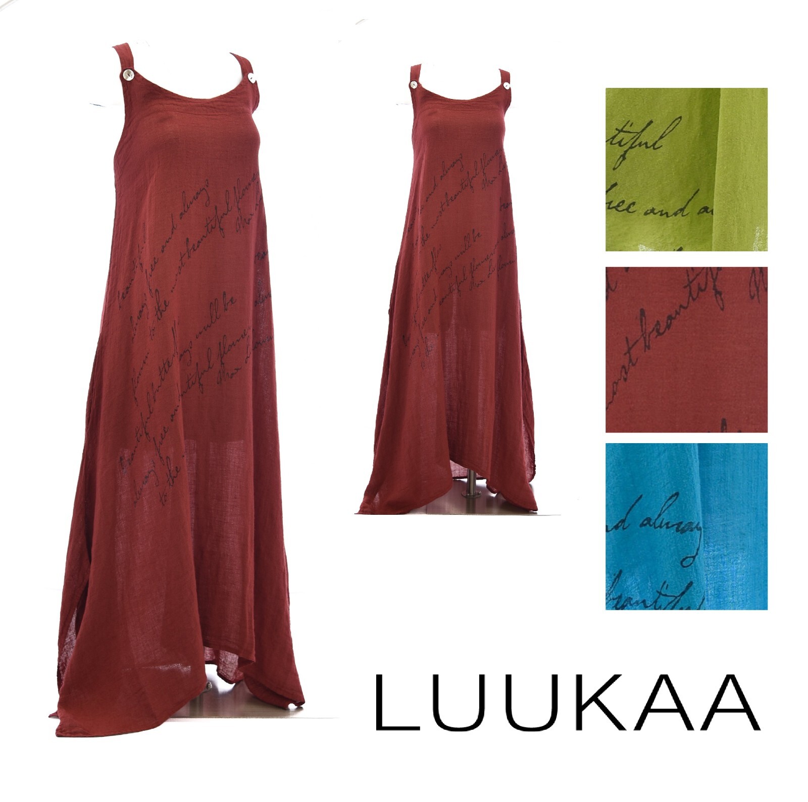 LUUKAA Linen Gauze A5007 BUTTERFLY JUMPER DRESS Frock (sizes S – 3XL) 2 COLORS