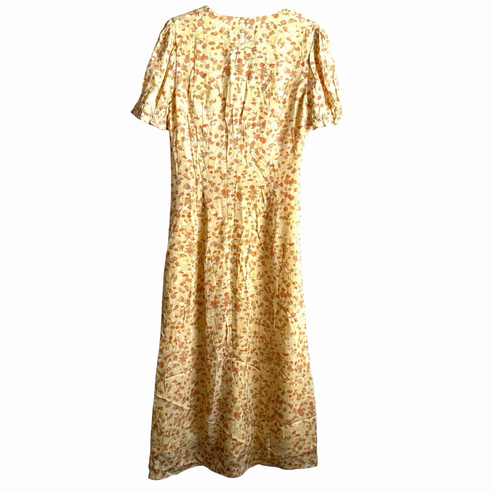 Fabrique Paula Hand Painted Flora Ruffle Dress in Matte Silk Crepe Size 6 US NWT