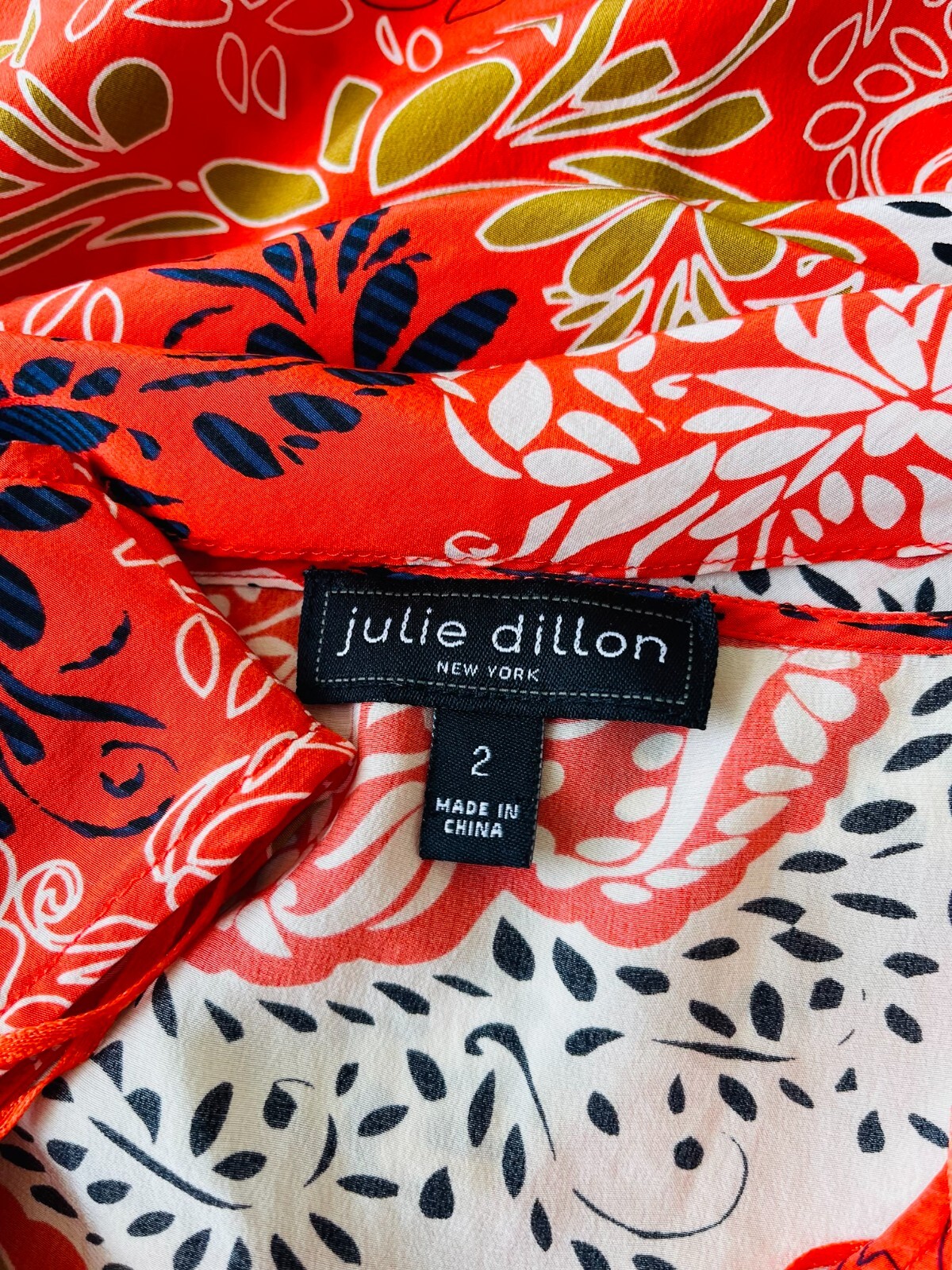 Julie Dillon Dress Silk Draped Orange Sheath Women’s Size 2 100% Silk