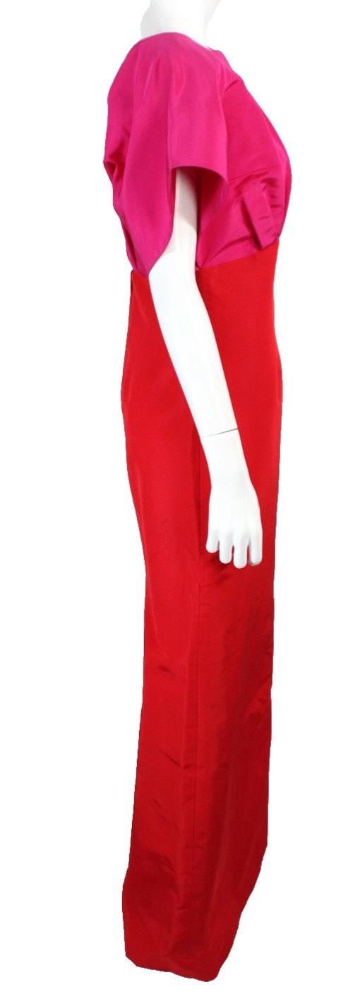 CAROLINA HERRERA $3,990 NWT 2023 Cerise Pink & Red Silk Faille Column Gown 6
