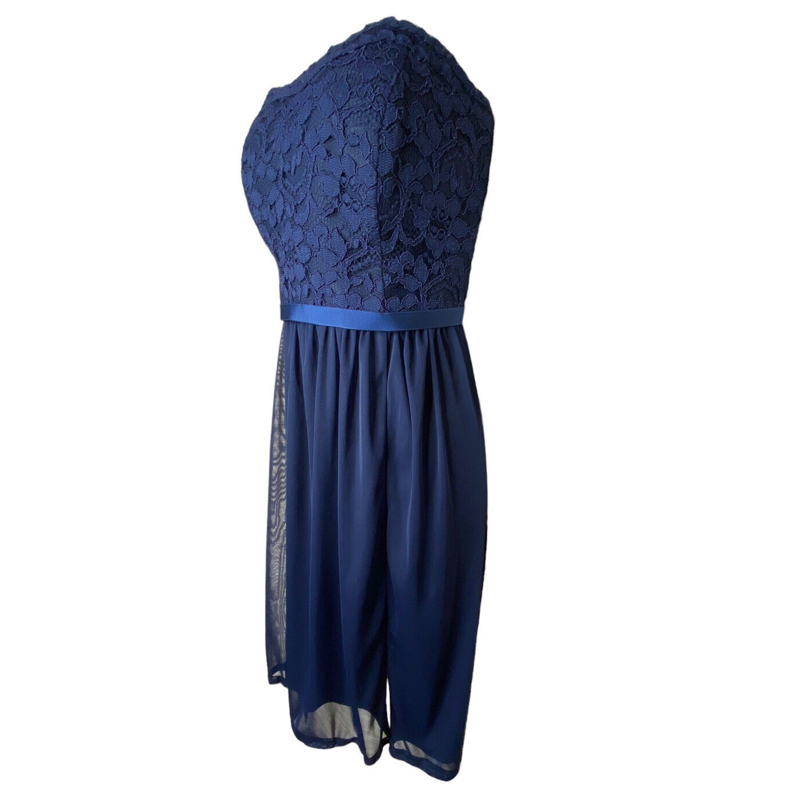 Women’s 6/8 Strapless Support Blue Dress Lace Navy “Marina” David’s Bridal