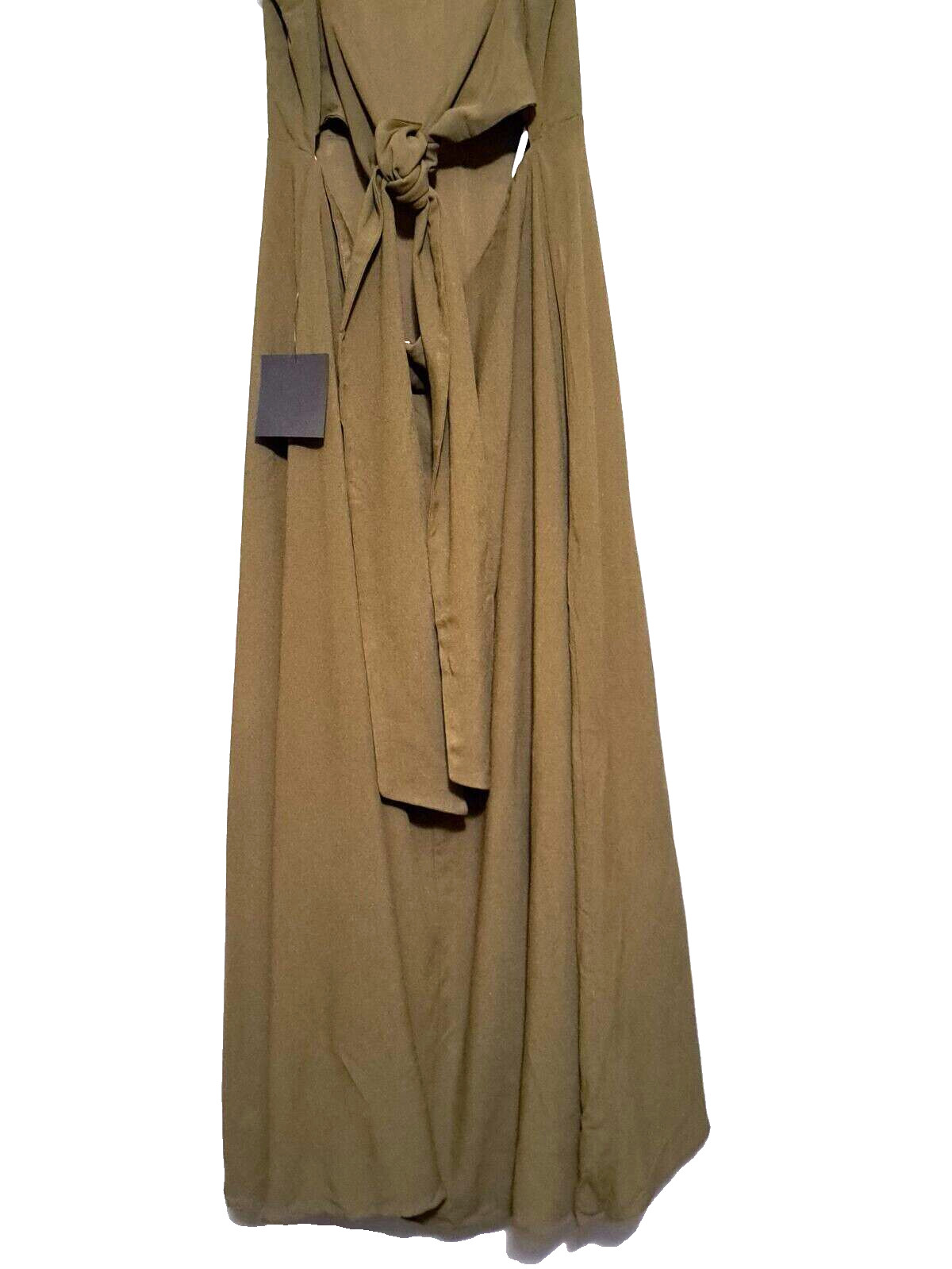 Lulus Womens Dress L Confident Aesthetic Olive Green Backless Tie Back Midi Boho