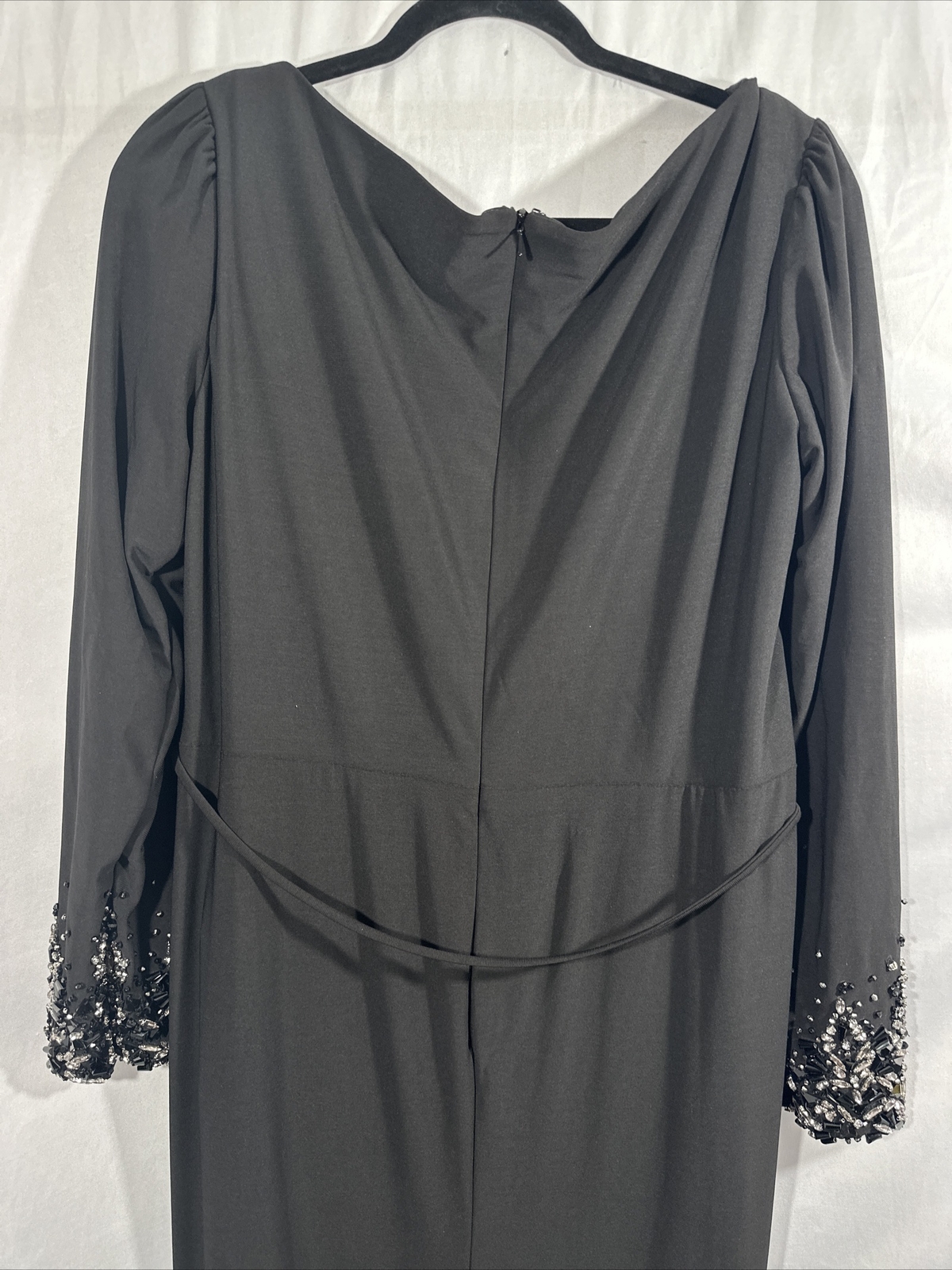 NWD $498 Mac Duggal [ 14 ] Beaded Cuff Long Sleeve Wrap Over Trumpet Gown #G1993