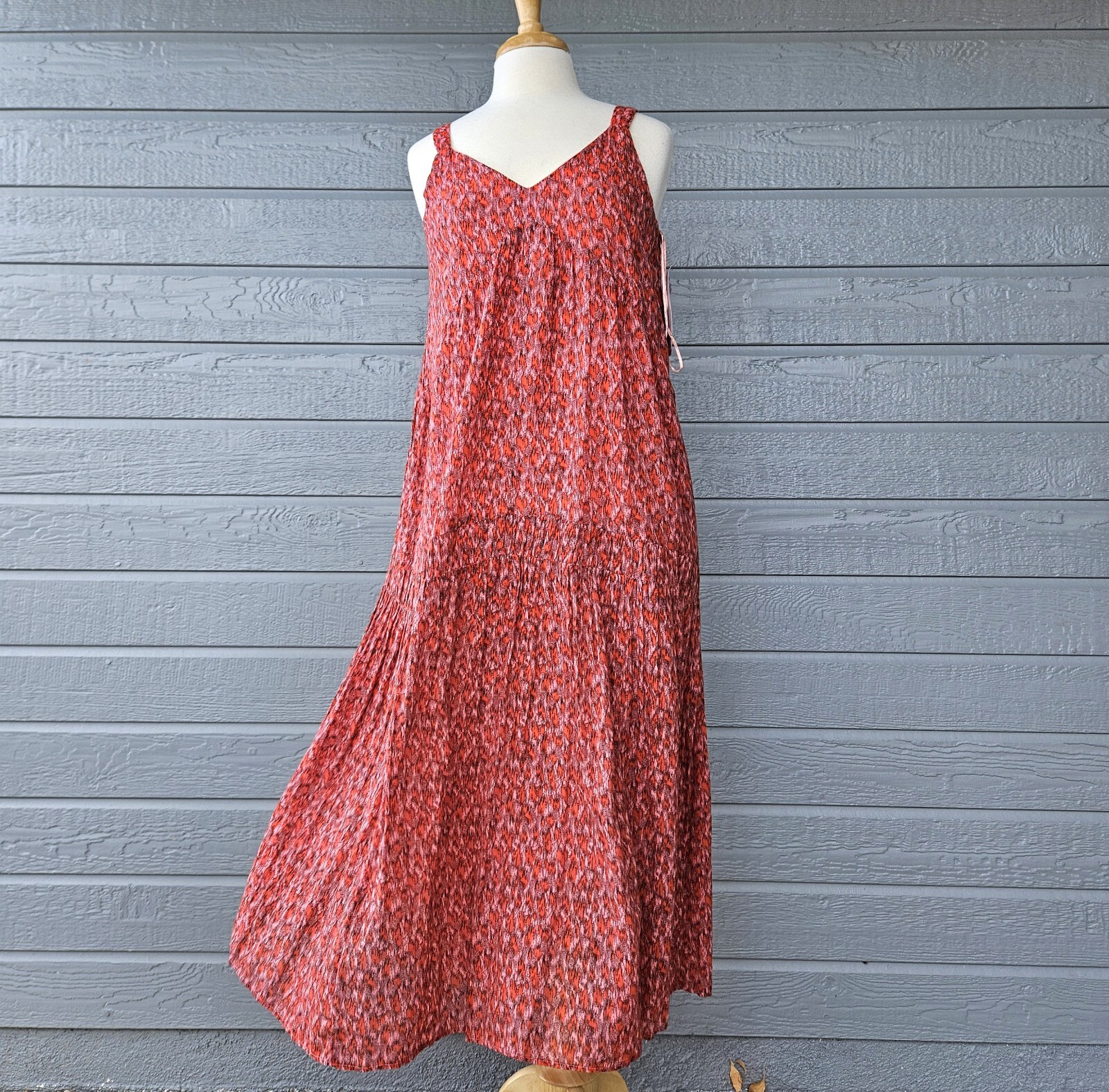 Joie Maxi Womens S Red / Orange Sleeveless Tiered Lightweight Lined Dress NWT