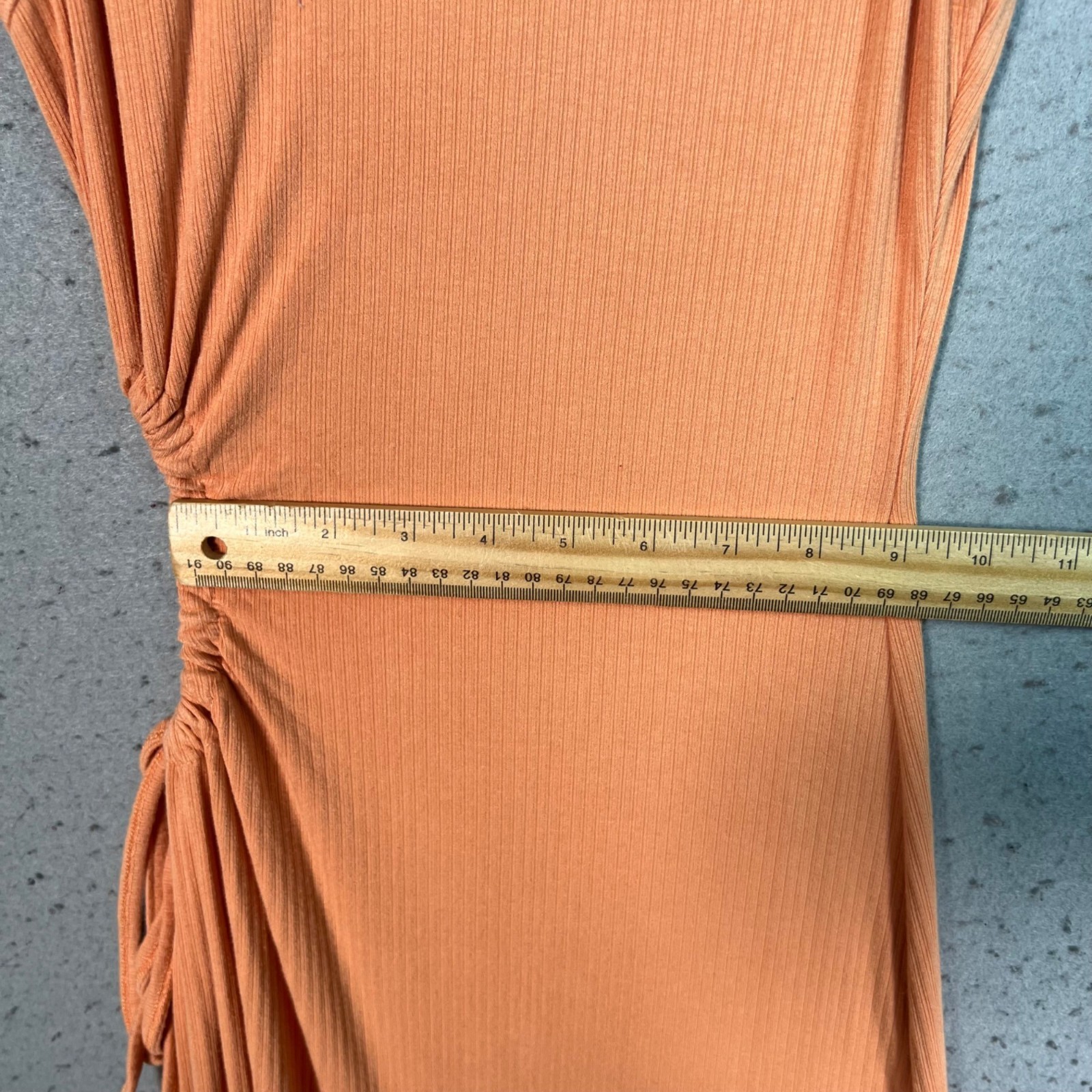 Le Lis Collection Small Orange Ribbed Sleeveless Maxi Dress Rayon/Spandex Ruched