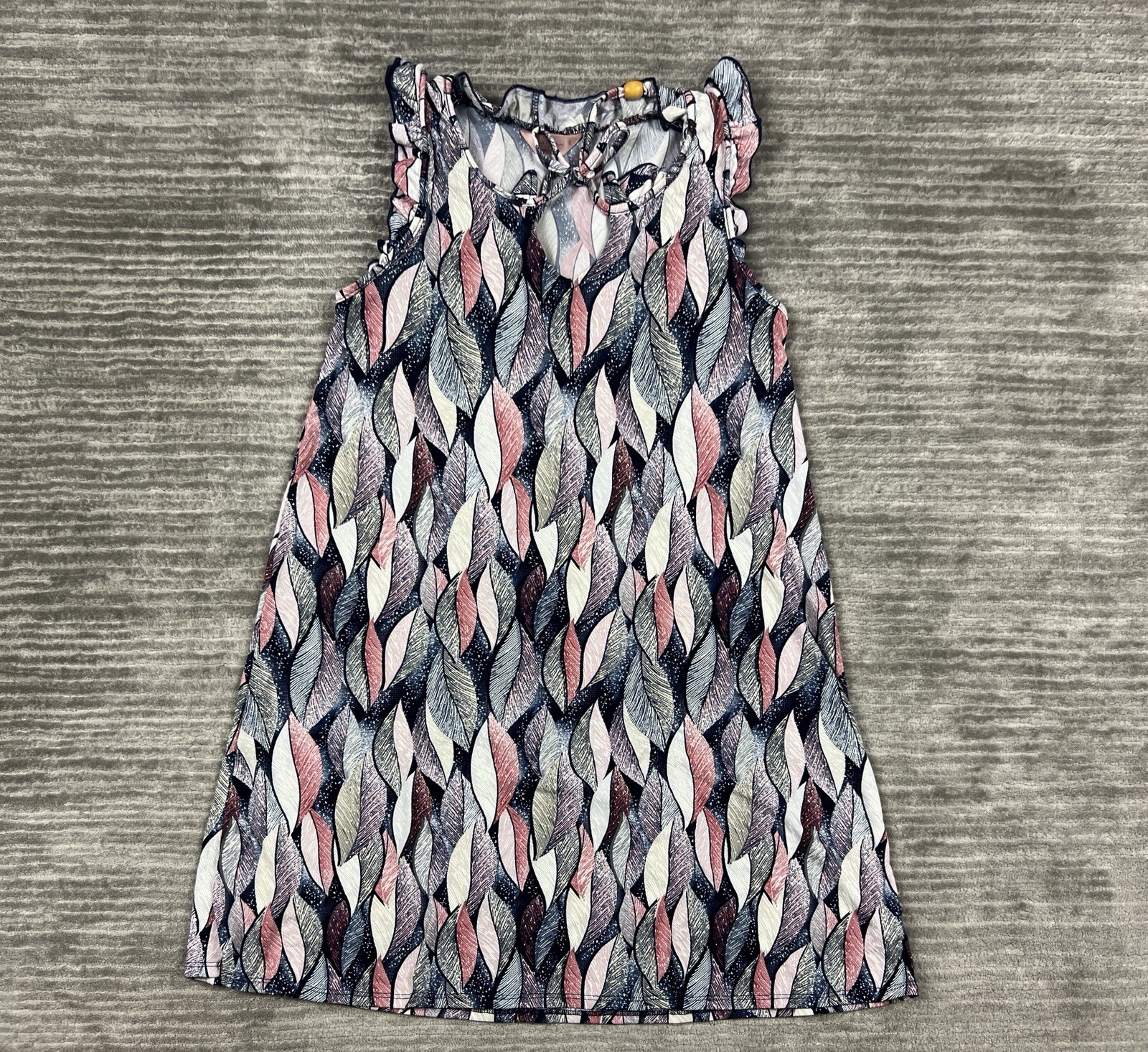 SJS Dress Womens Small Multicolor Sleeveless Ruffle Polyester Blend Knee Length