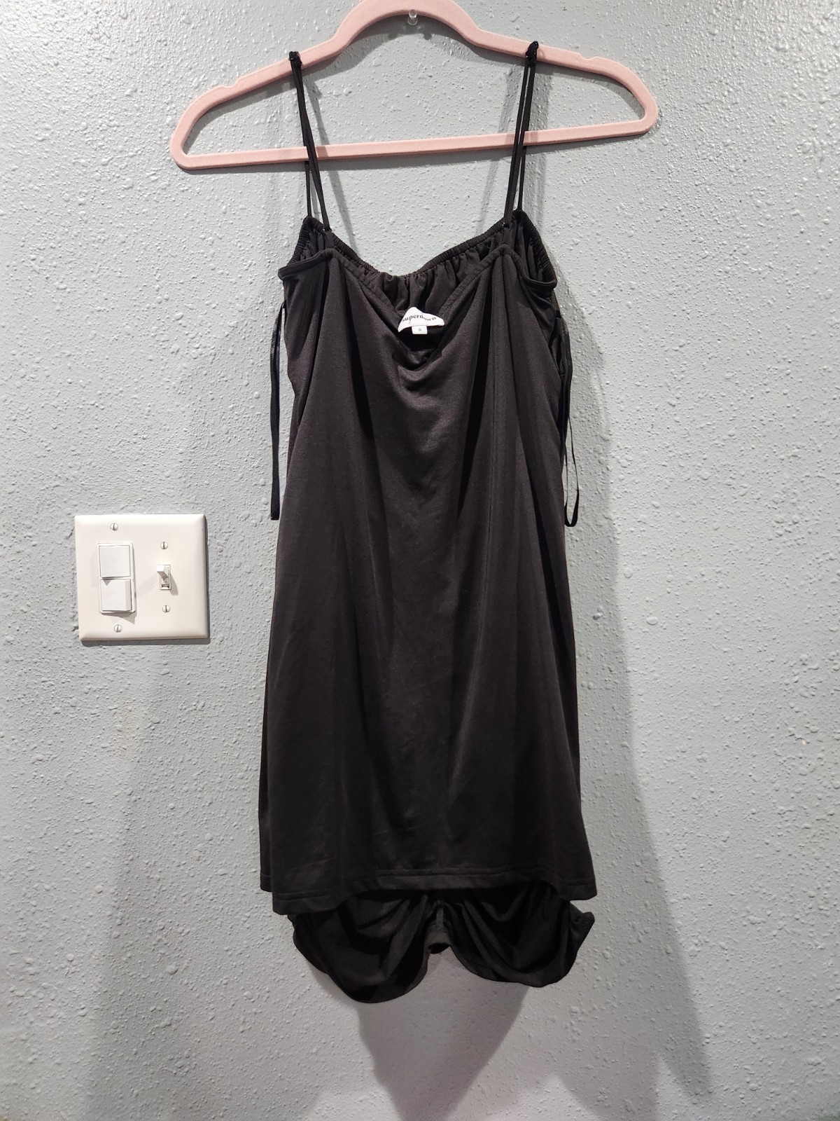 superdown Black Ruched Mini Bodycon Dress Sleeveless Size Small