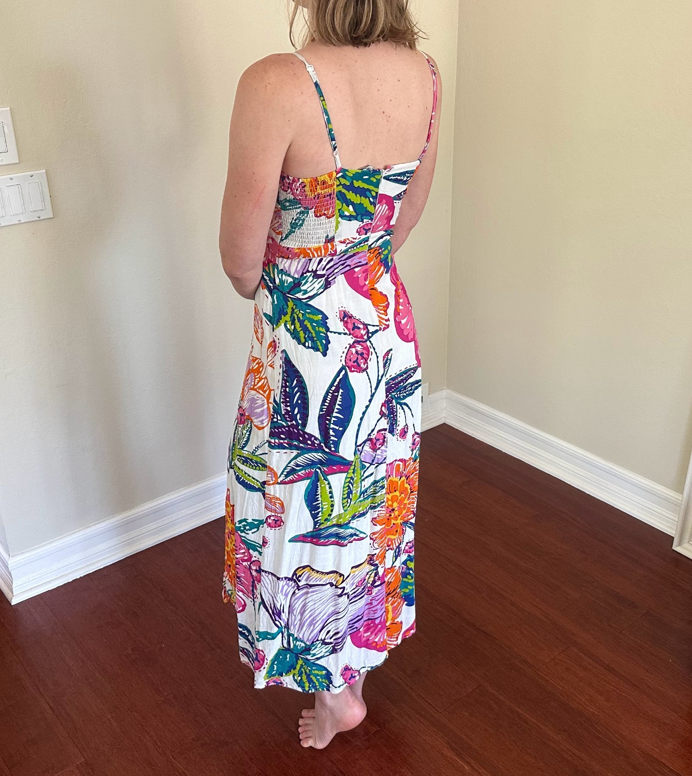 Walter Baker Womens Floral Tie Front Midi Dress White Tropical Slit W71379 – 2