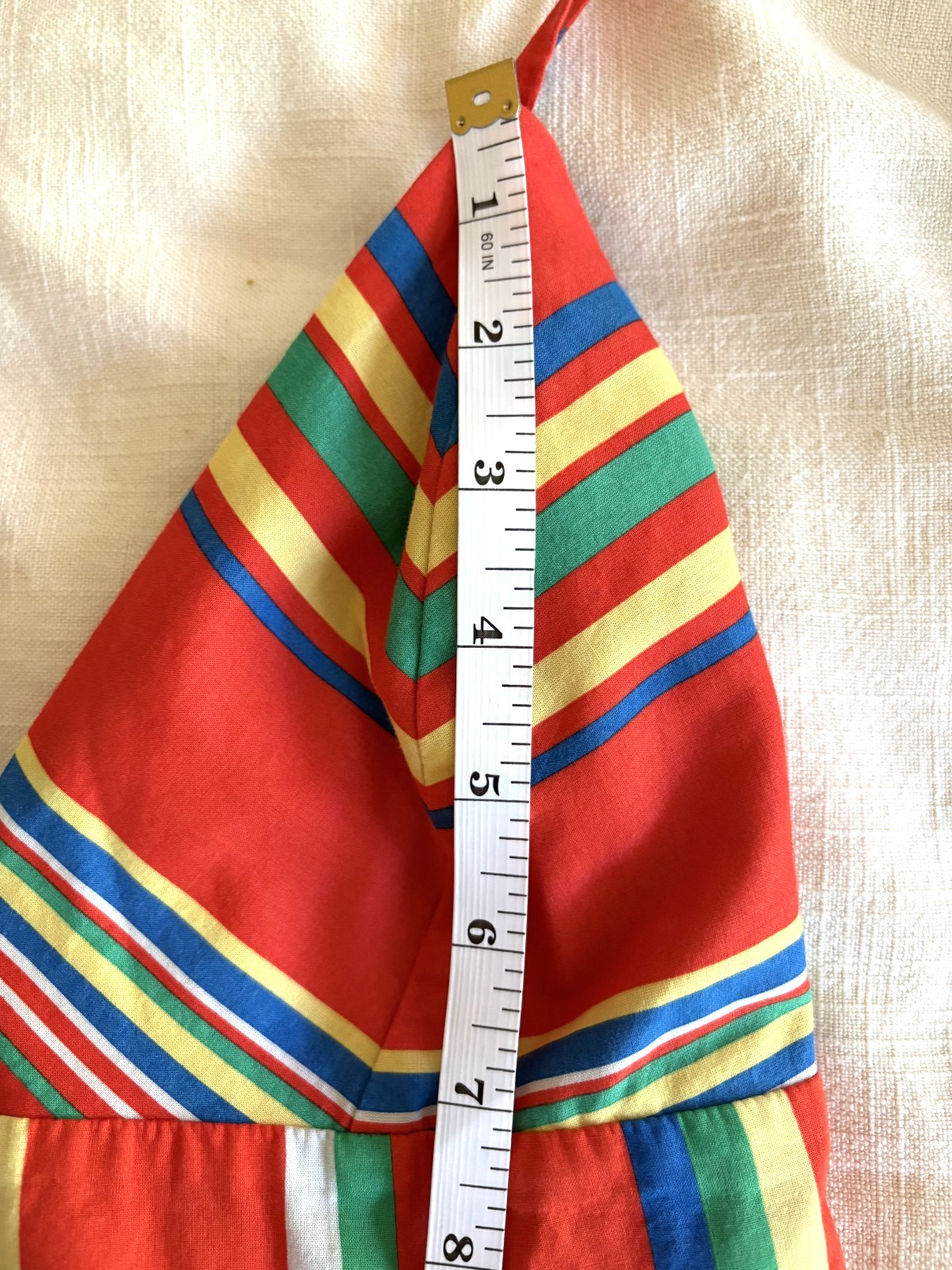 J Crew Red Multicolor Striped Tiered Cotton Maxi Dress V-Neck Boho Sundress Sz S