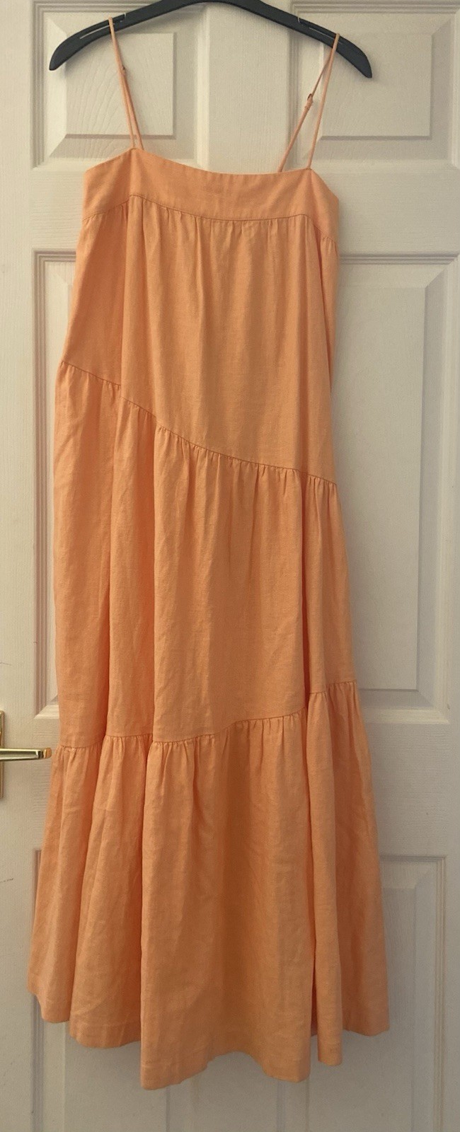 RIXO tiered maxi dress Sz 6 8 spaghetti peach summer sundress festival holiday