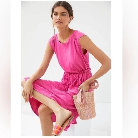 Anthropologie Daily Practice XS Everyday Tee Dress Pink Casual Boho Pockets