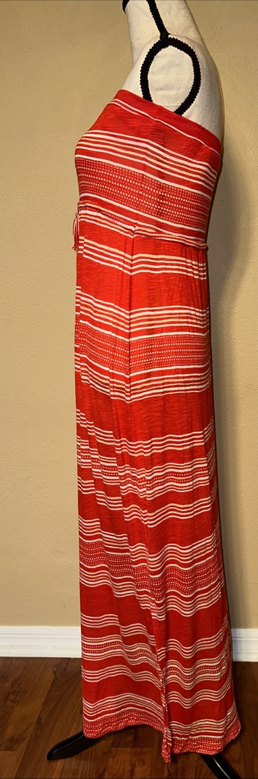 Motherhood Maternity Red/white Striped Halter Maxi Dress Sz M