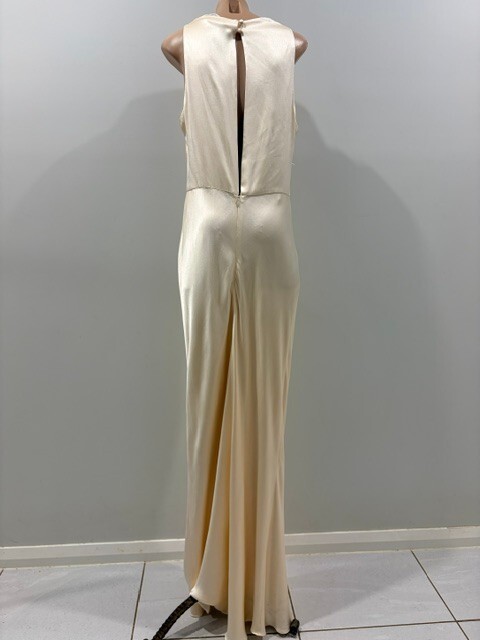 Shona Joy Size 10 La Lune High Neck Bias Maxi Cream Dress NWT $340