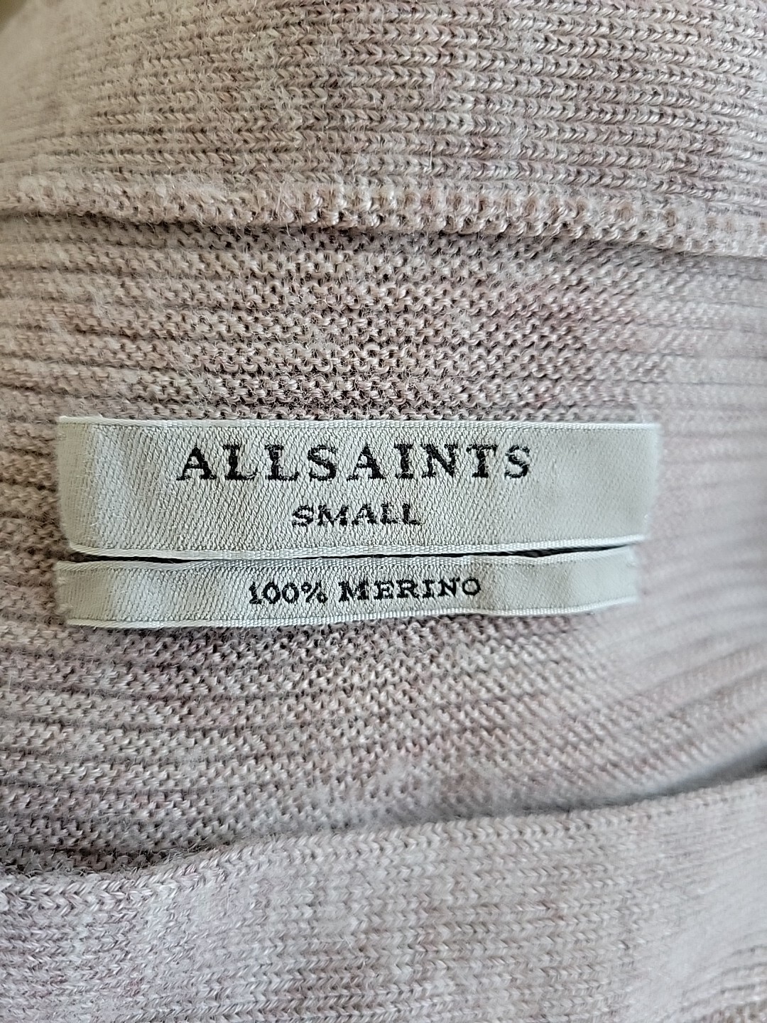 All Saints Merino Wool Sweater Knee Dress Small Heathered Toffee Boat Neck