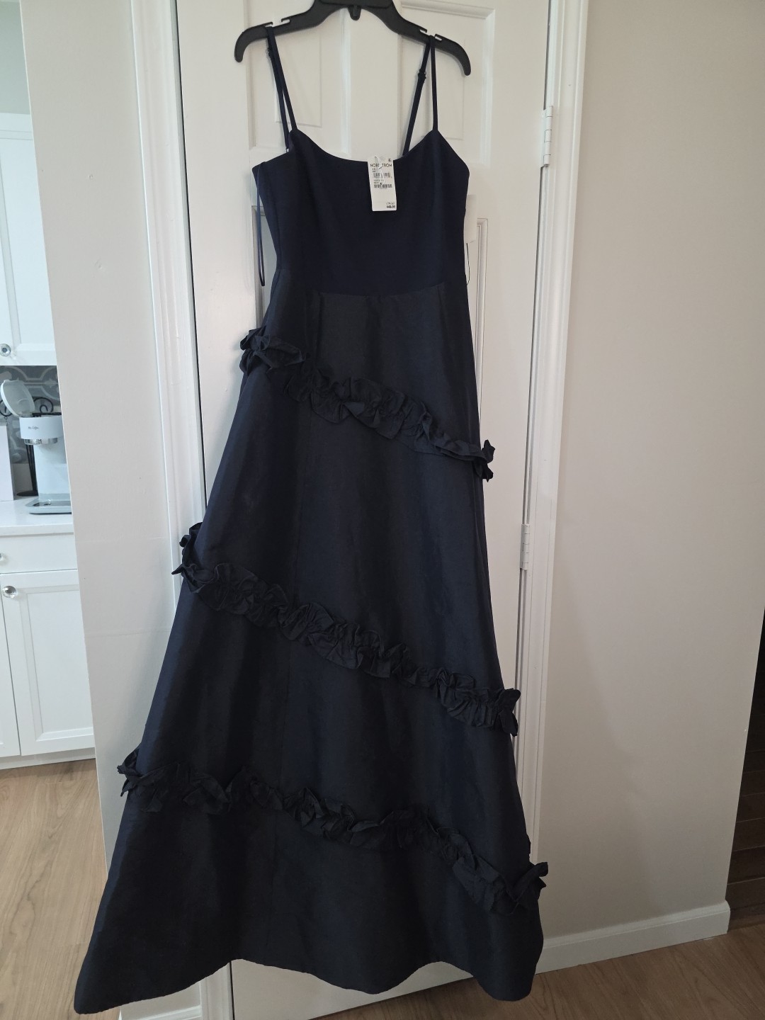 Likely Arissa Ruffle Trim Ballgown Dress Gown Navy, Size 6