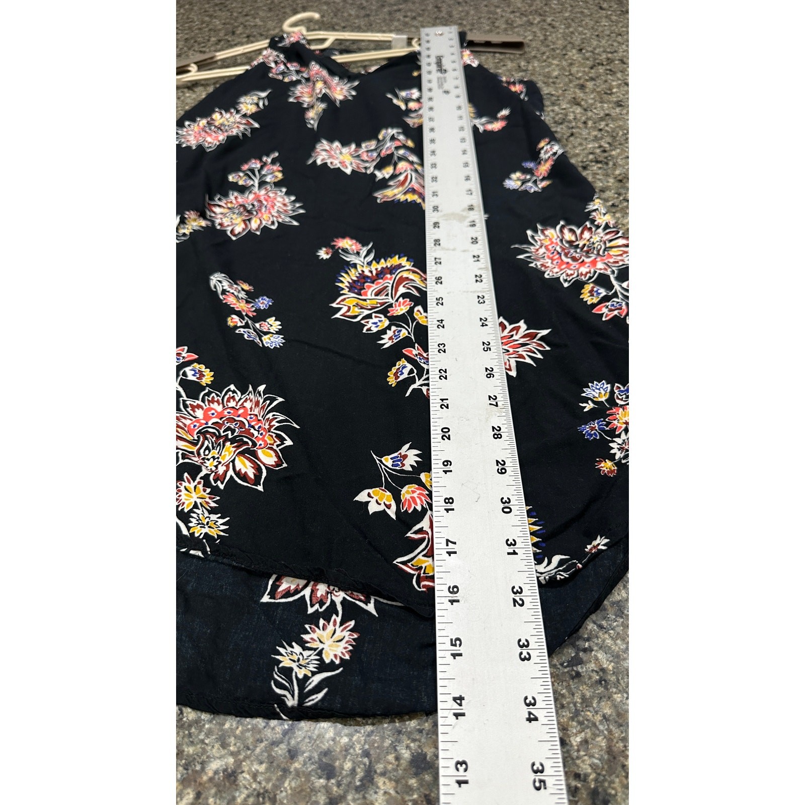 Old Navy Dress Size M Black Yellow Brown Floral Botanical Sleeveless Summer