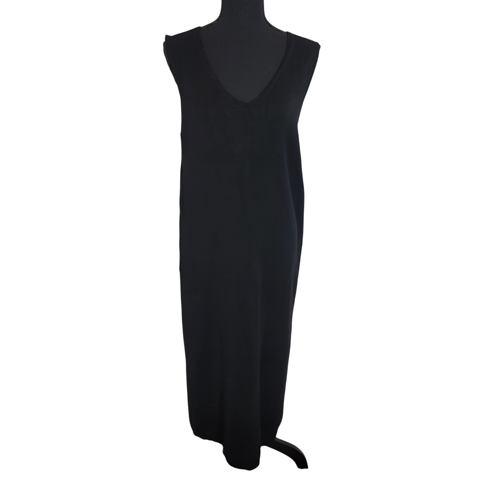 Alchemia Tricot Made in Italy Medium Black Sleeveless Maxi Knit Dress Minimalist