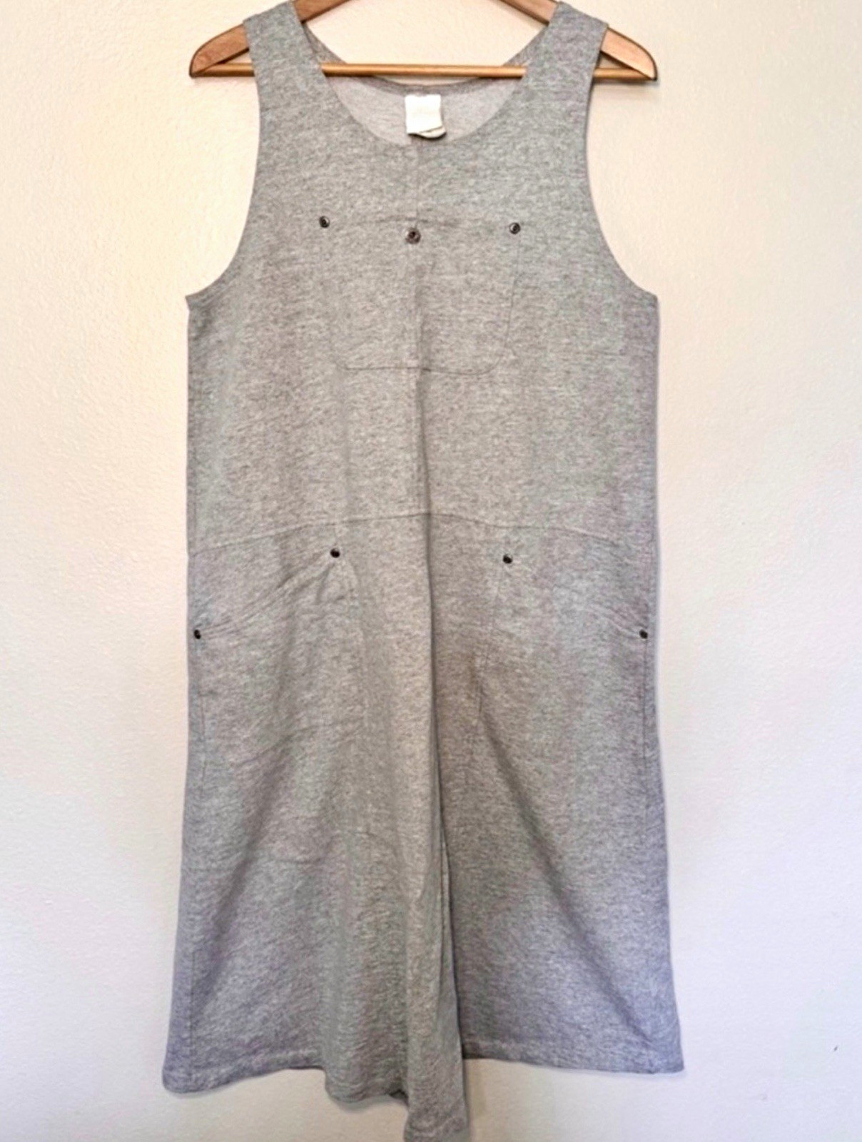 Vintage Hot Cotton USA Gray Cotton Jumper Pinafore Dress Oversized S/M