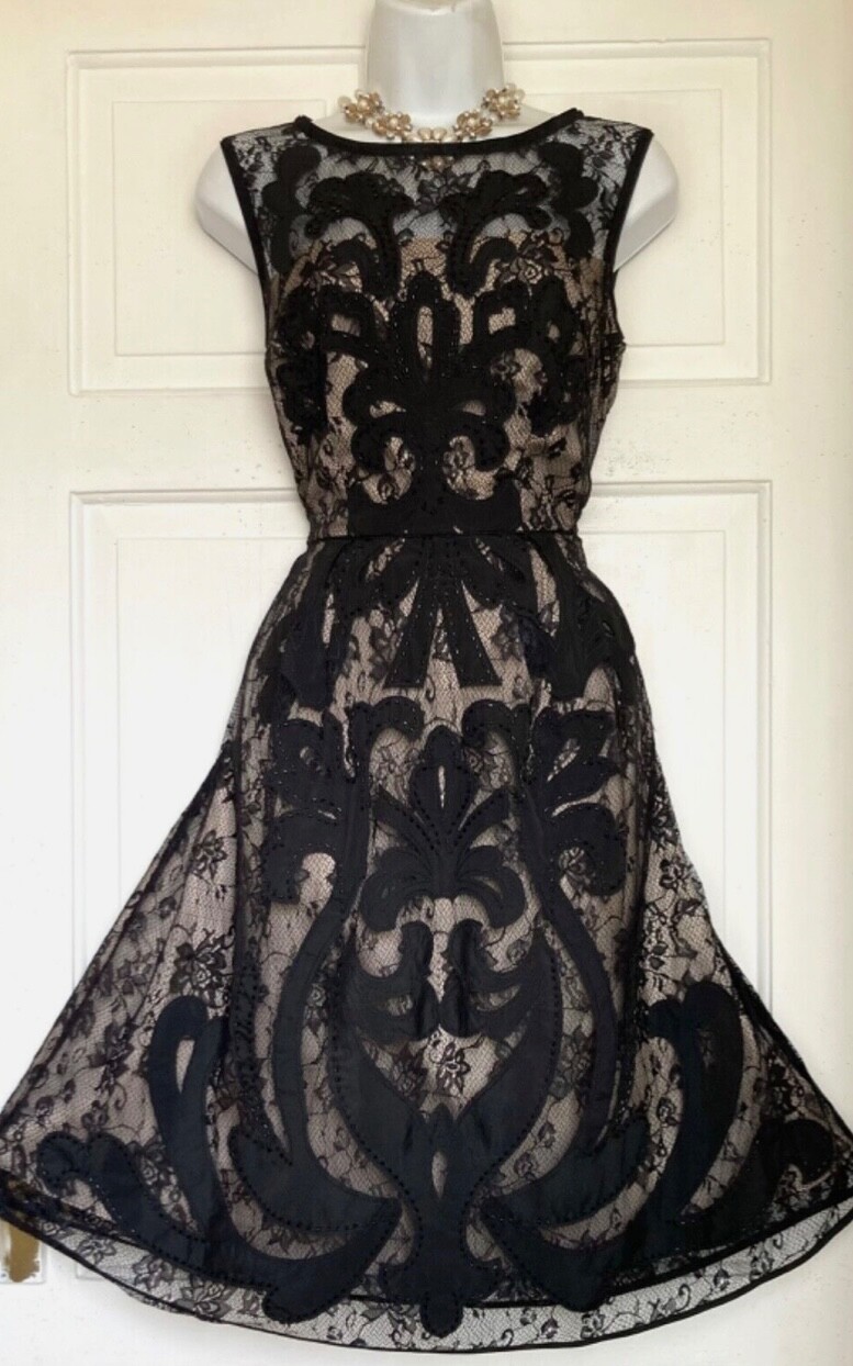 MONSOON BLACK GOTHIC BEADED EMBROIDERED PAISLEY PATTERN PARTY DRESS SIZE 12