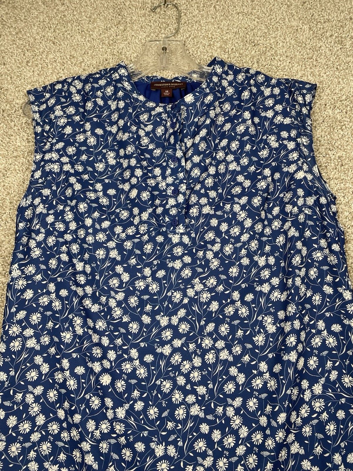 Johnston & Murphy Cap-Sleeve Floral Navy Blue Tier Dress Size XS NWT MSRP $160