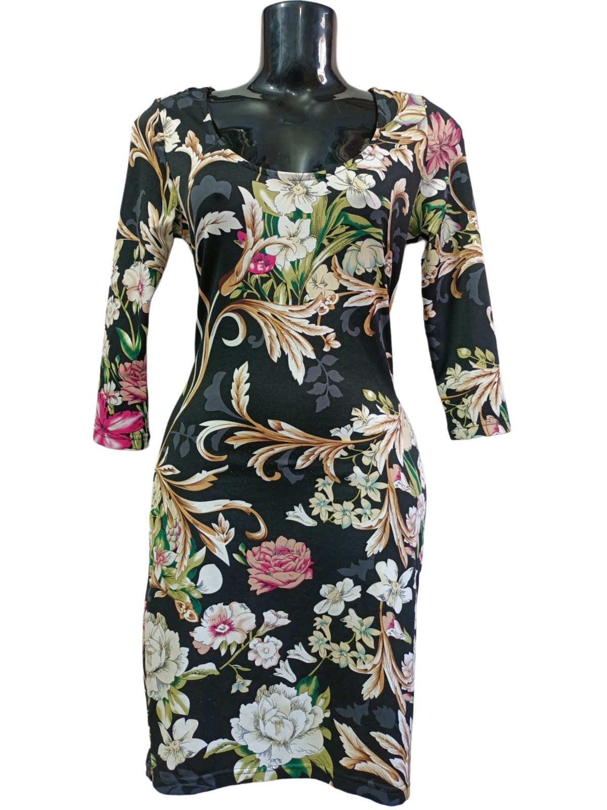 Multi-Color | Medium | Synthetic | Floral Bodycon Dress Cut-Out Back