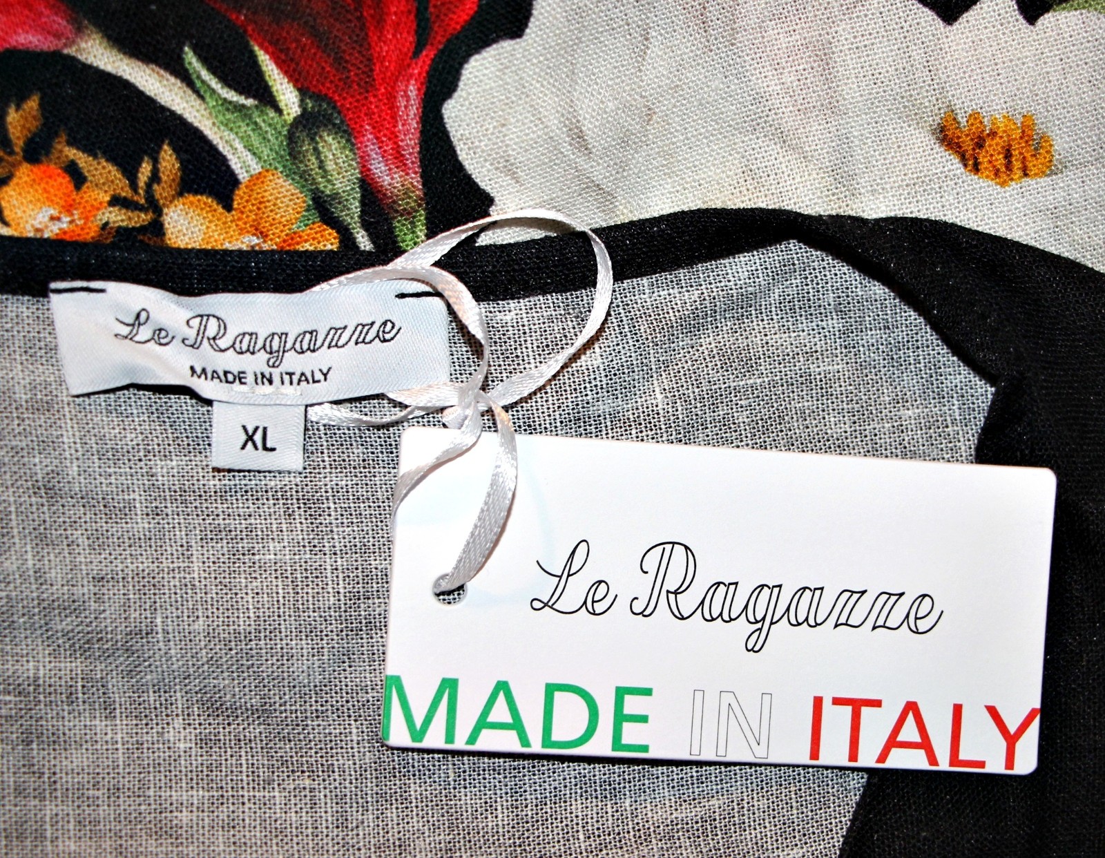 Le Ragazze Linen Blend 40″Long Empire Waist Sleeveless Floral Dress sz XL