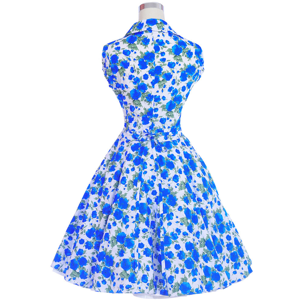Vintage Hepburn Style 50s 60s 70s Retro Swing Rockabilly Dress Print Floral 6Col