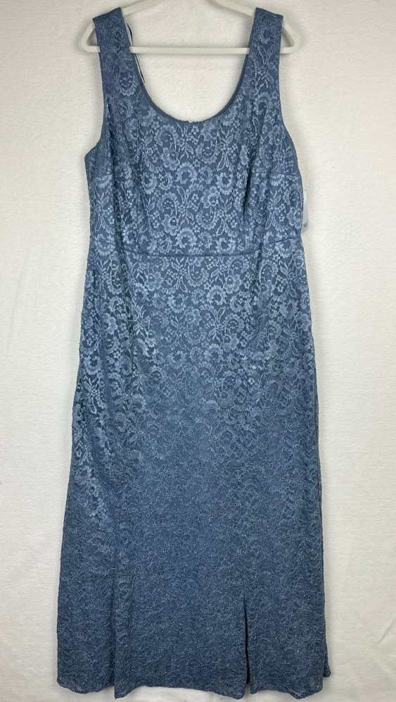 R&M Richards Gown Jacket Set Size 16 Blue Glitter Lace Mother of the Bride