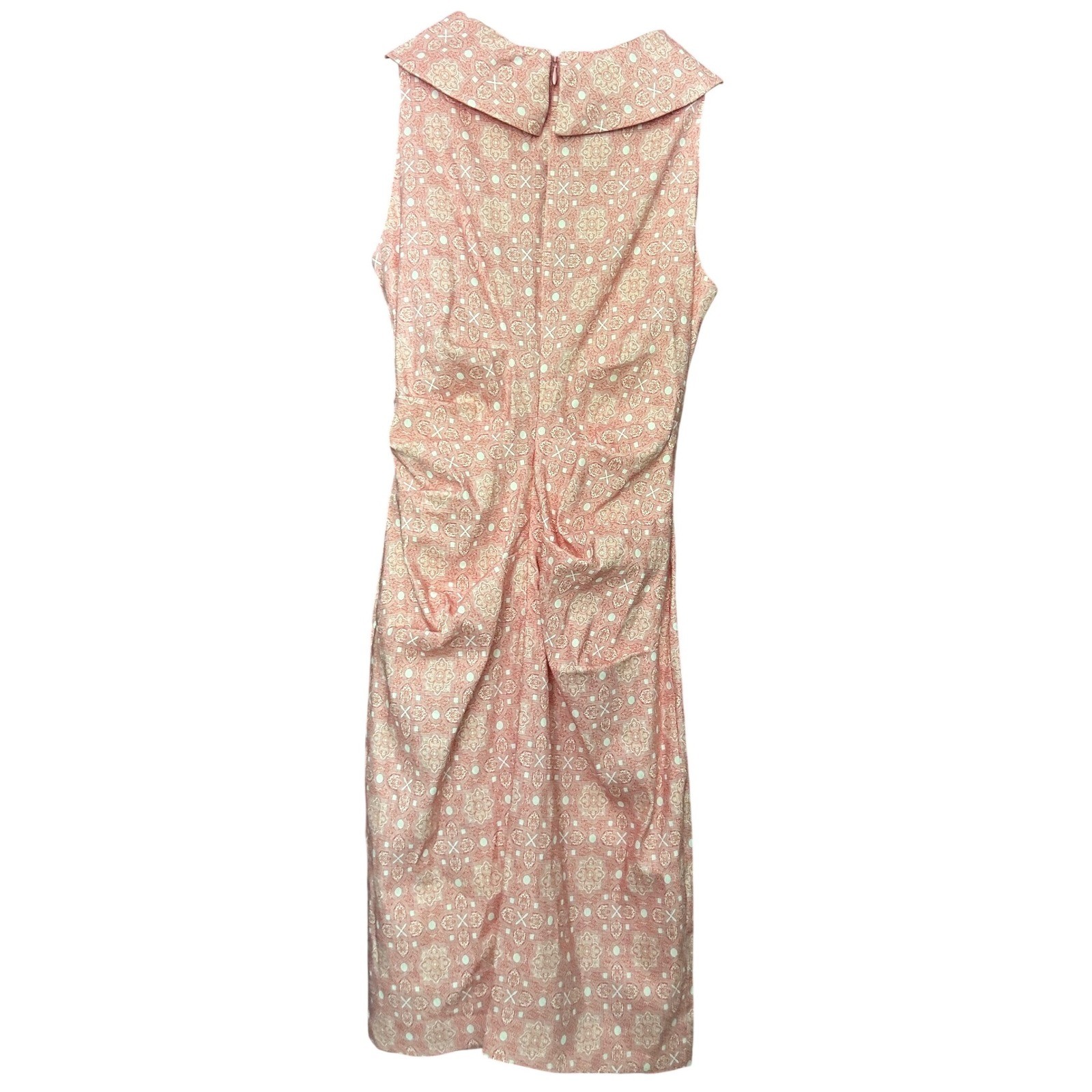 Sara Campbell Blush Pink Printed Stretch Linen Magic Dress Rolled Collar Size 2