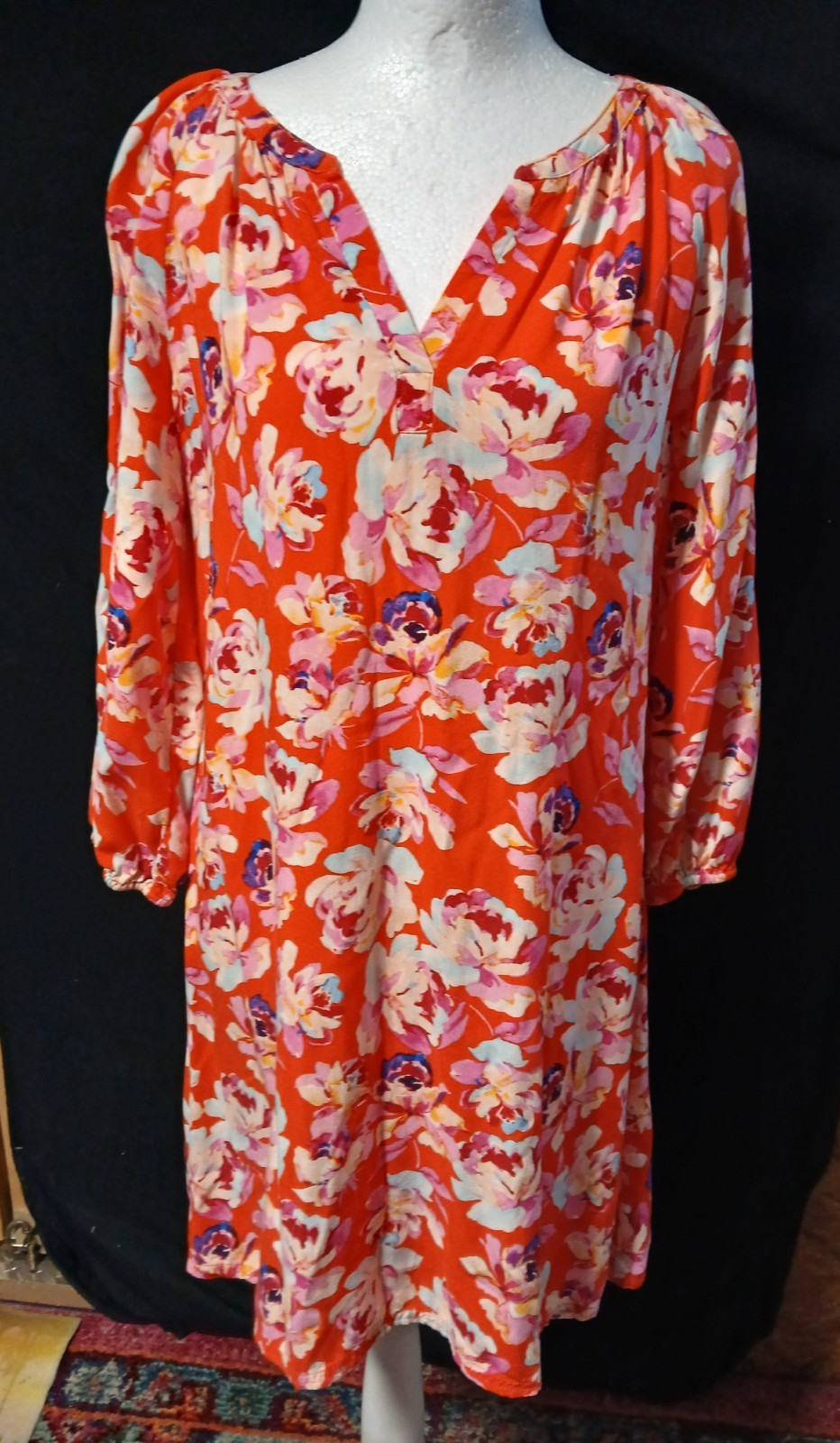 The Pioneer Woman Red Floral Peasant Light Weight Dress Small NWOT
