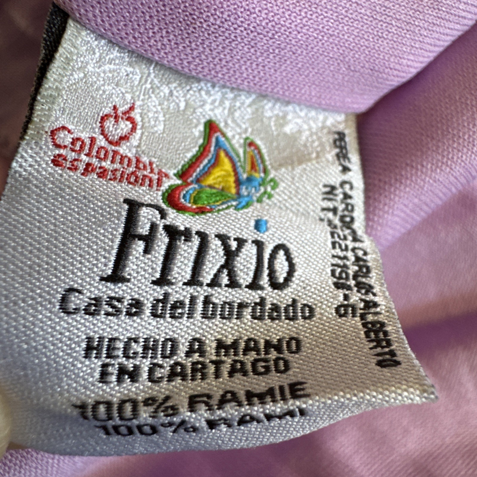 Vtg 70s Frixio Embroidered Lavender Guayabera Shirt Dress Sz 8 Ramie Cabana