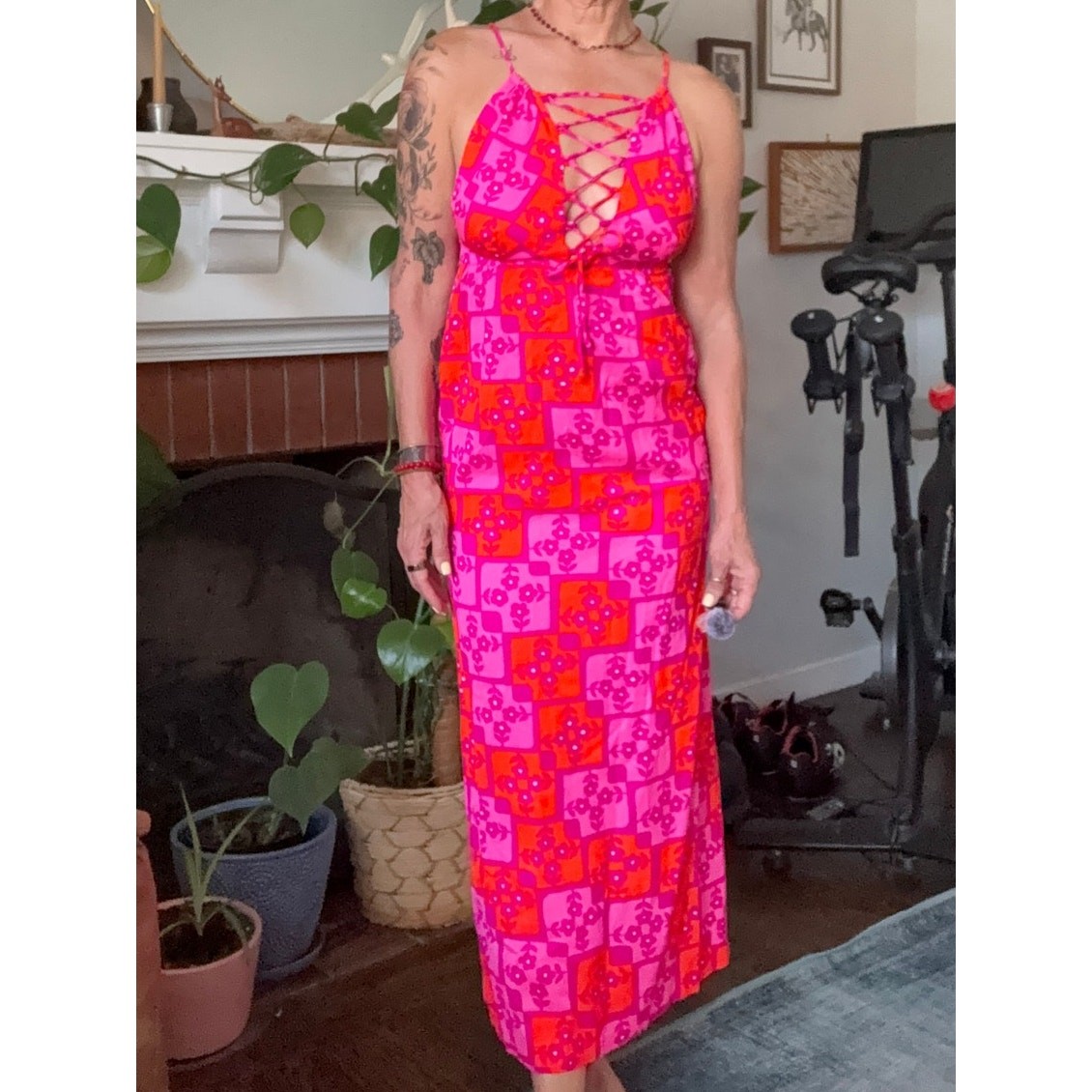 Vintage 60s/70s Beach Mates California Maxi Dress Open Back Mod Floral XS