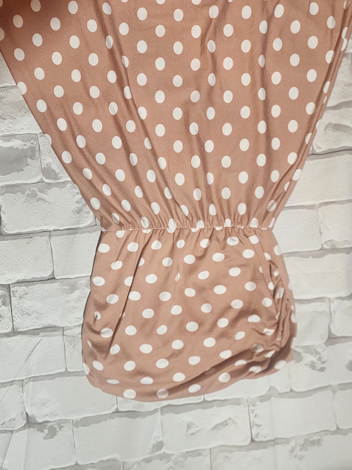 Absolutely It! Brown/White Polka Dot Strapless Dress Women’s Regular Size S