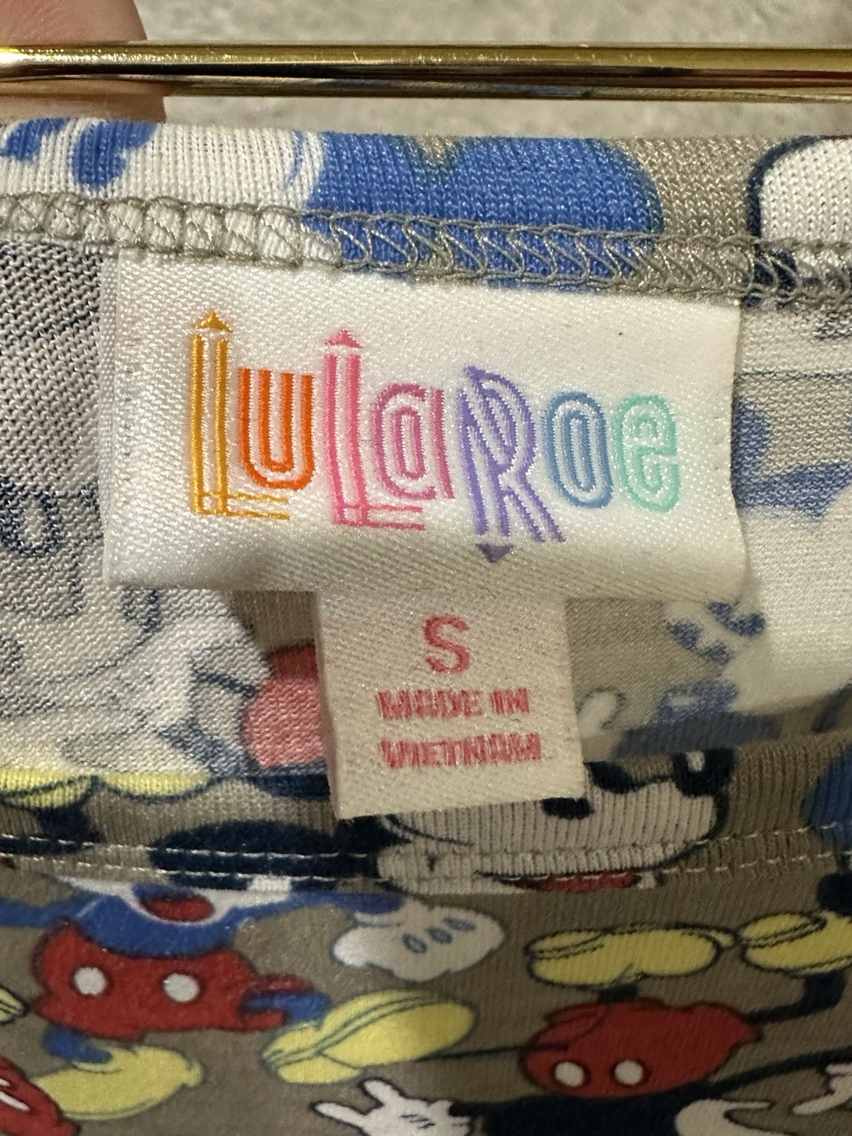 NWT Lularoe Disney Carly Dress Mickey Mouse Gray Small Hi-Low Pocket