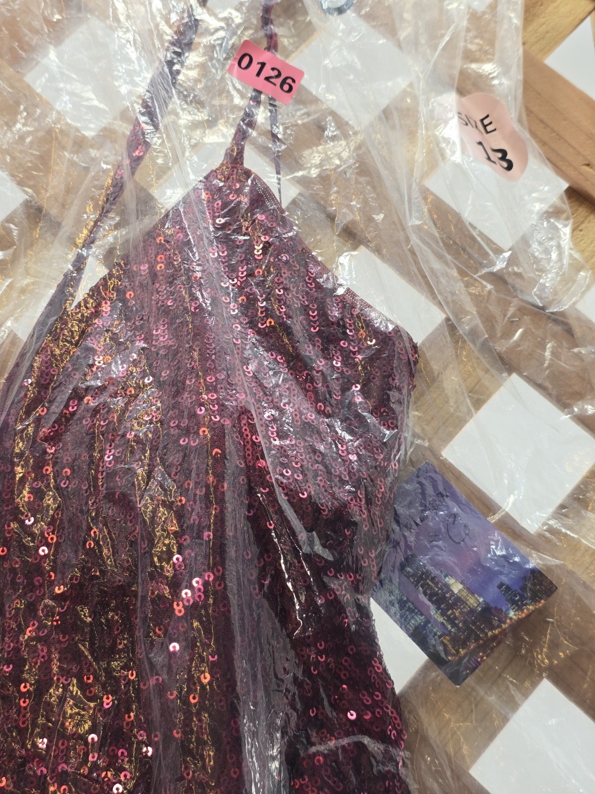 NWT Morgan & Co Juniors’ Sequin Skater Mini Dress – Color Merlot – Size 13