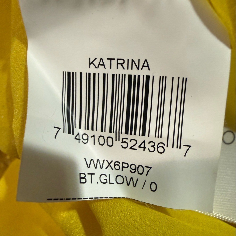 BCBGMAXAZRIA Yellow Jacquard V-Neck Open Back Cocktail Dress Size 0 VWX6P907