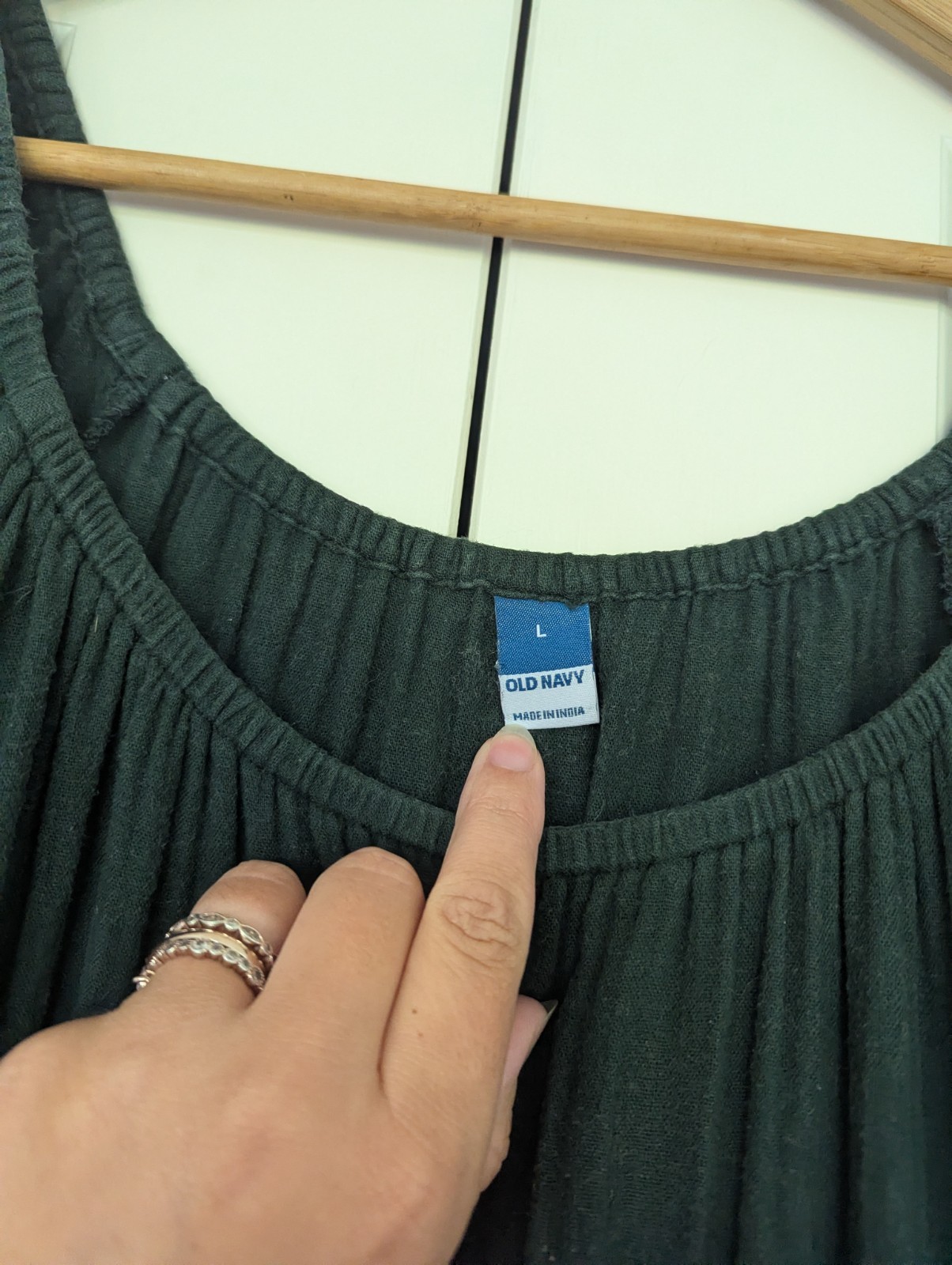 Old Navy Green Solid Cotton Puff Short Sleeve Tiered Midi Dress Pockets L