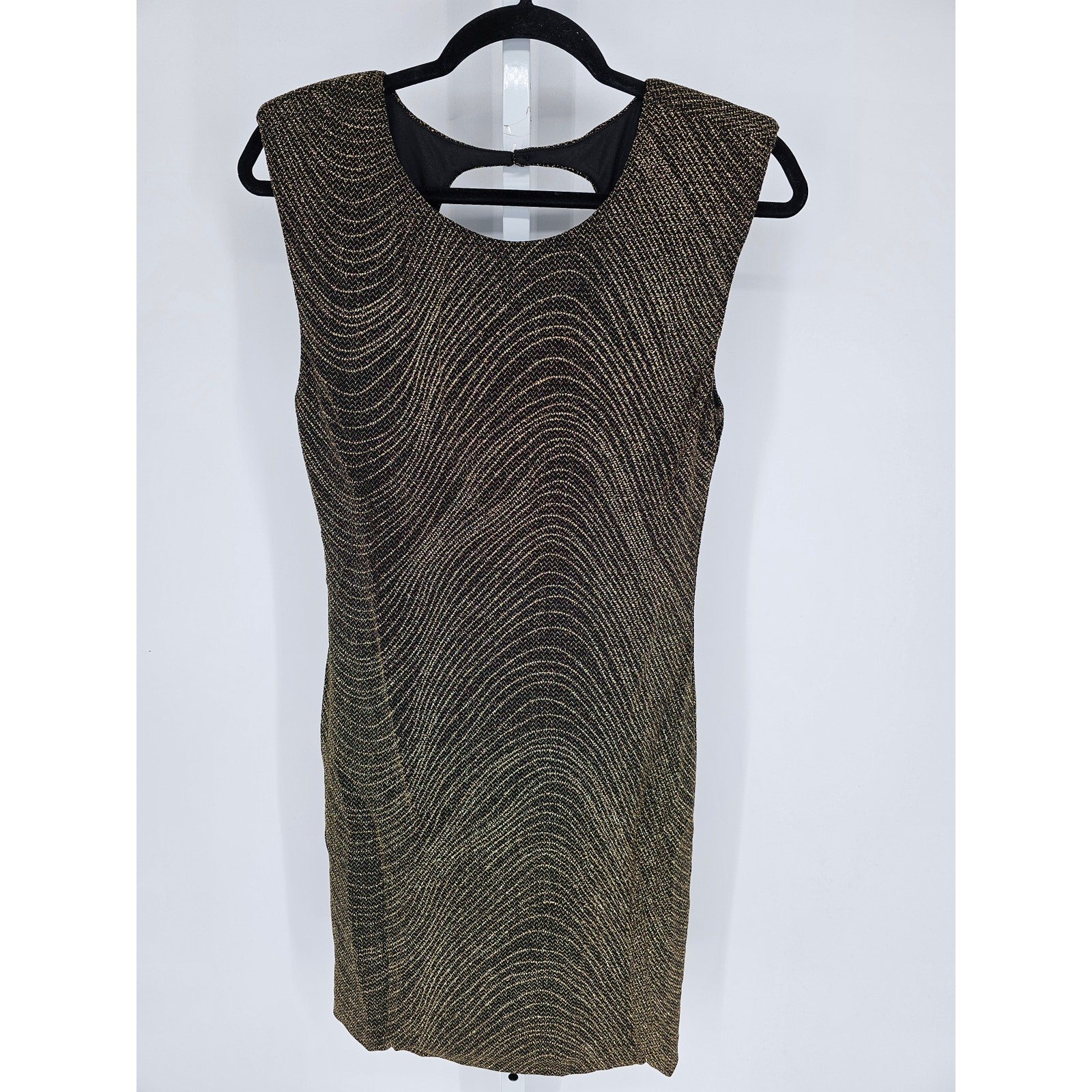 As U Wish Women’s Black Gold Sleeveless Round Neck Low Back Party Dress Size L