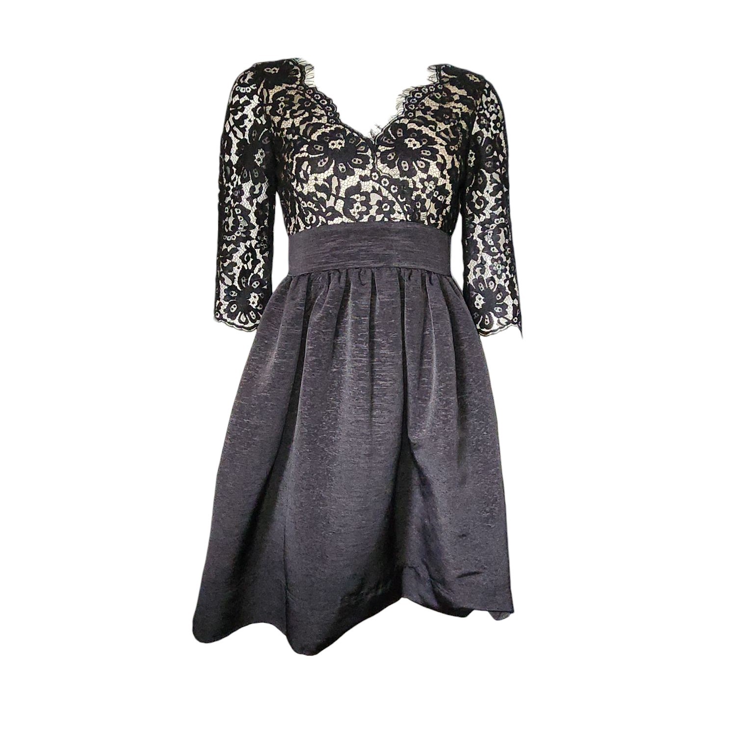Eliza J Dress Womens Size 4 Black Floral Lace Goth Half Sleeve Cocktail Party