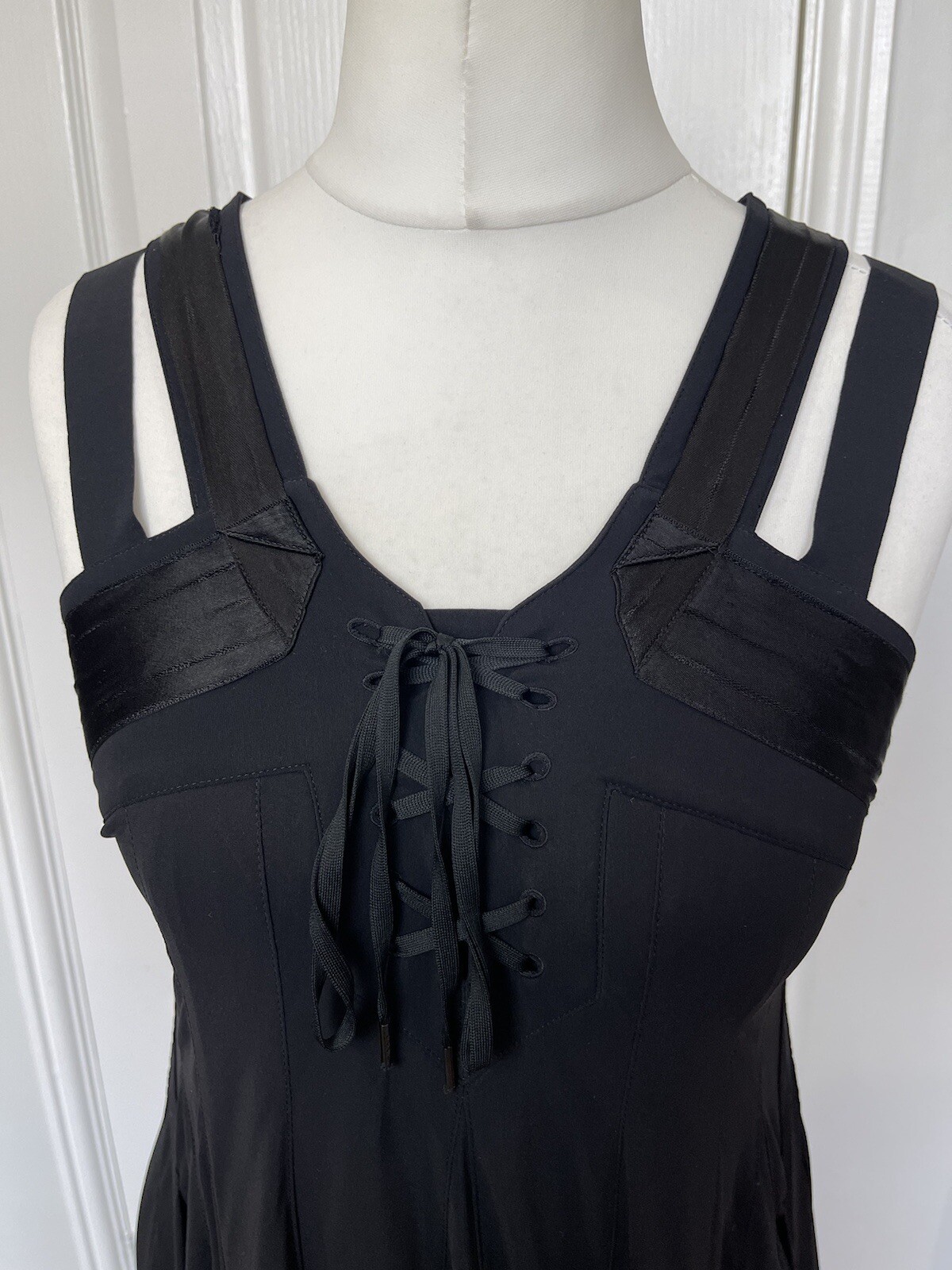 MARITHE FRANCOIS GIRBAUD Size UK 10 Black Strappy Dress Cocktail Formal